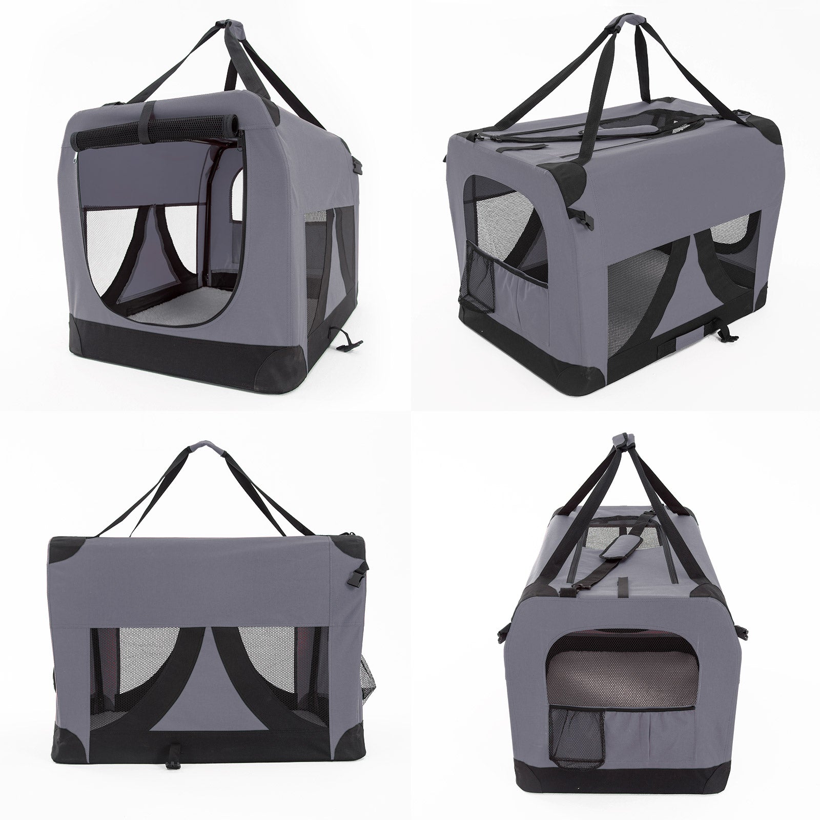 XXL Grey Portable Soft Dog Carrier with Mesh Windows