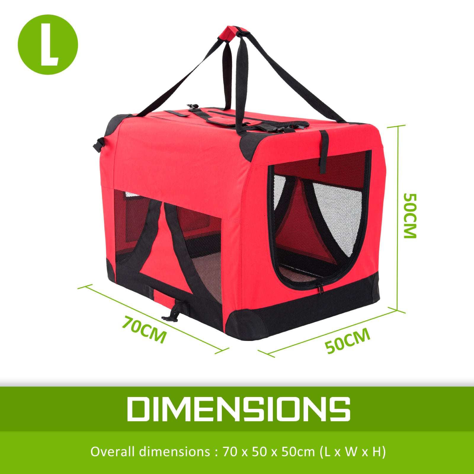 Foldable Soft Dog Crate with Mesh Windows, Pockets, Red - Paw Mate