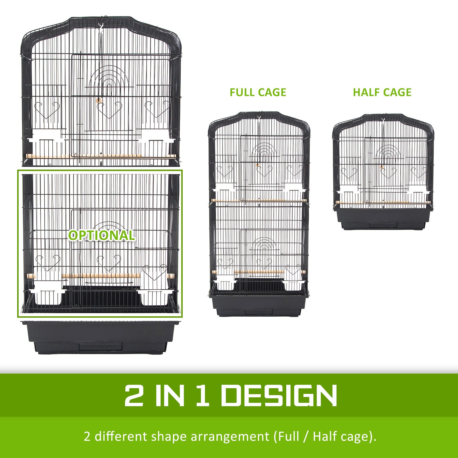 Durable Wrought Iron Bird Cage Parrot Aviary 92cm - Paw Mate