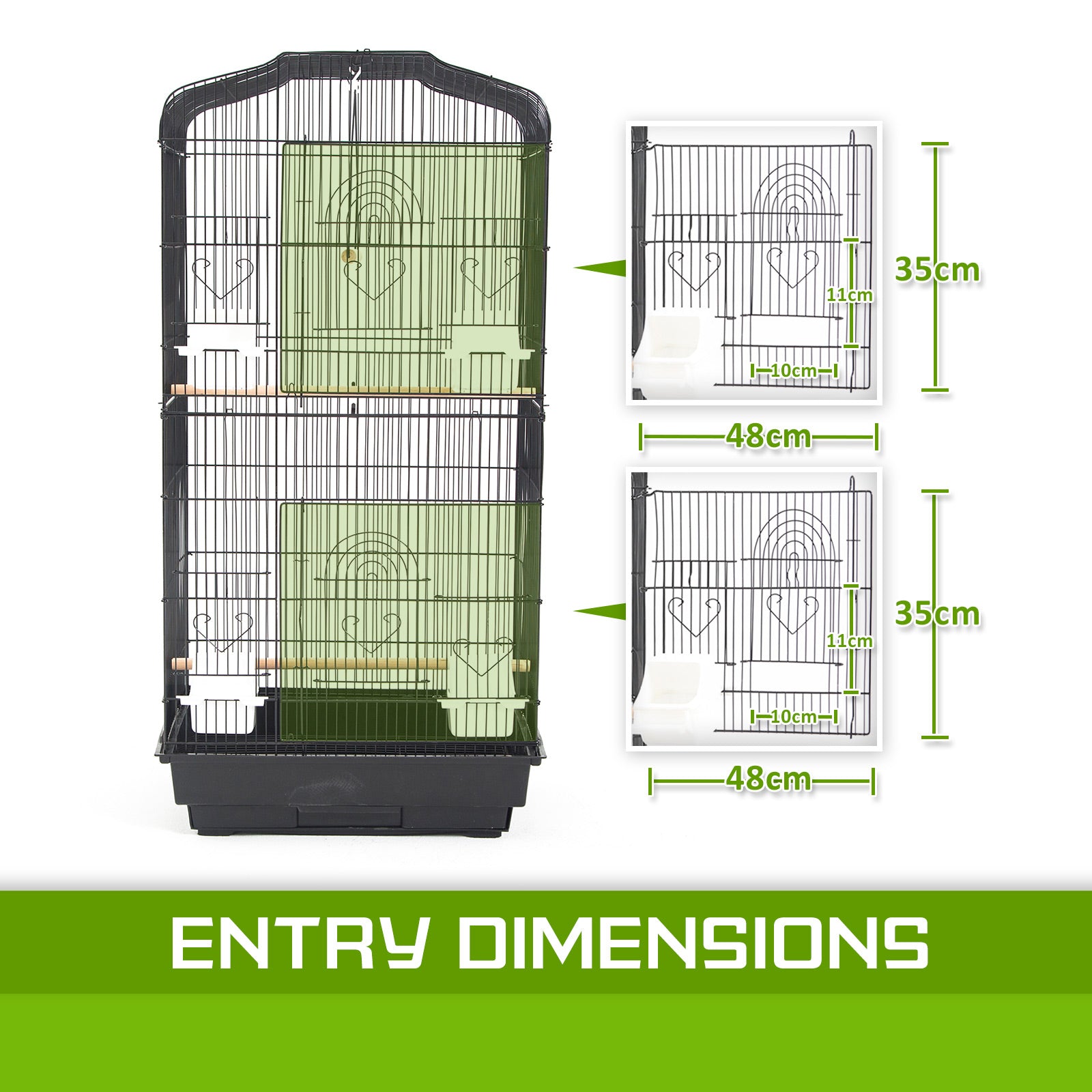 Durable Wrought Iron Bird Cage Parrot Aviary 92cm - Paw Mate