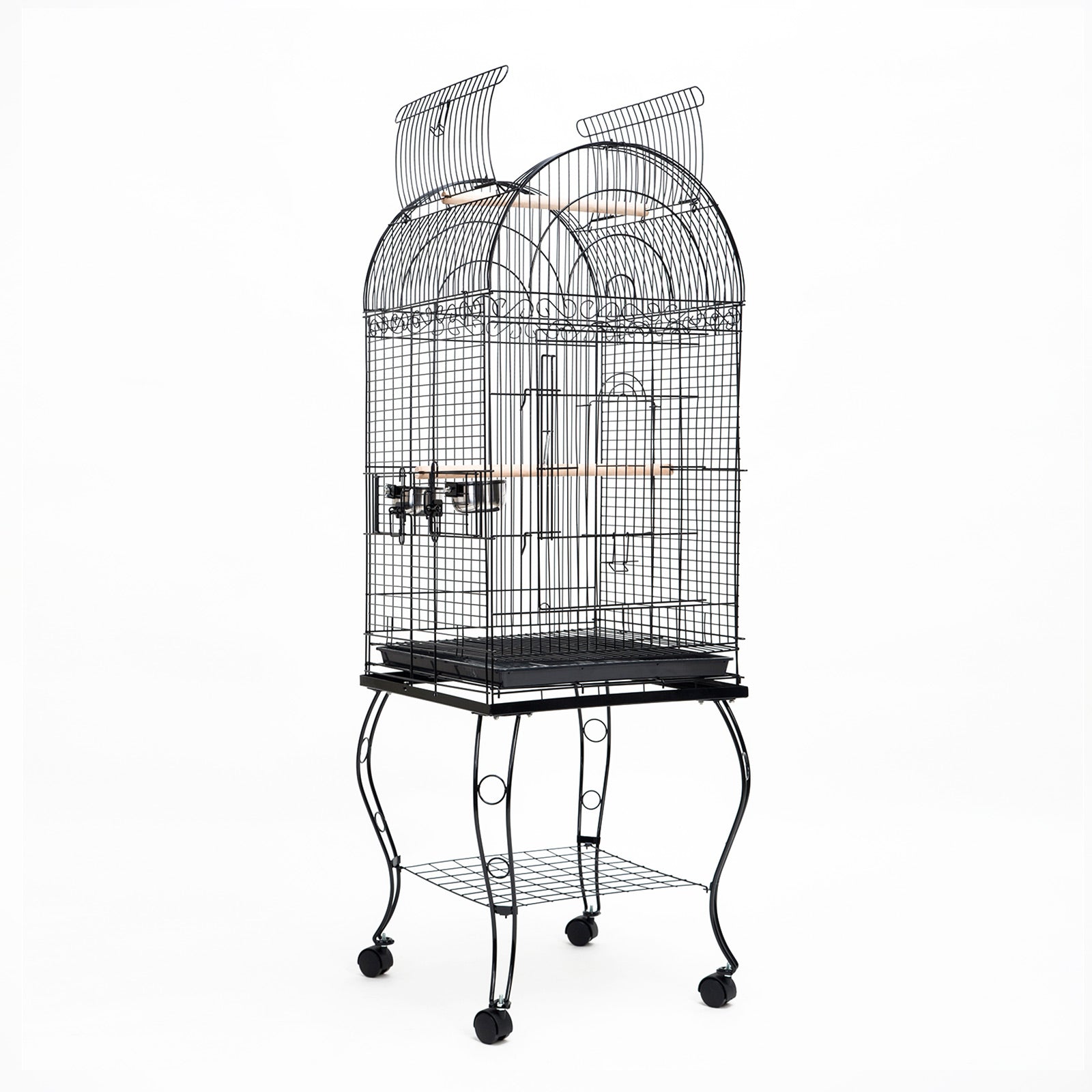 Durable Wrought Iron Bird Cage 164cm with Wheels Paw Mate