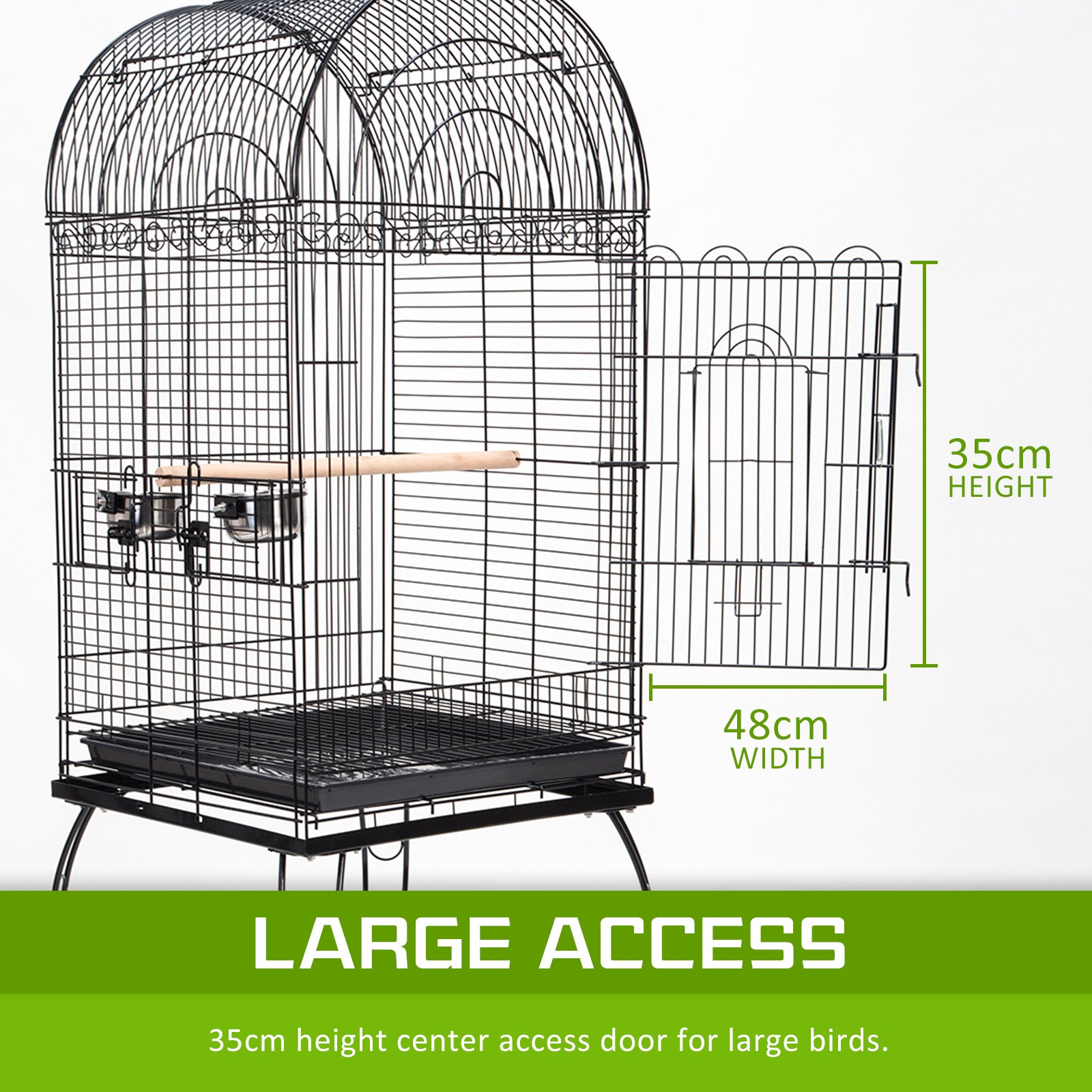 Durable Wrought Iron Bird Cage 164cm with Wheels Paw Mate