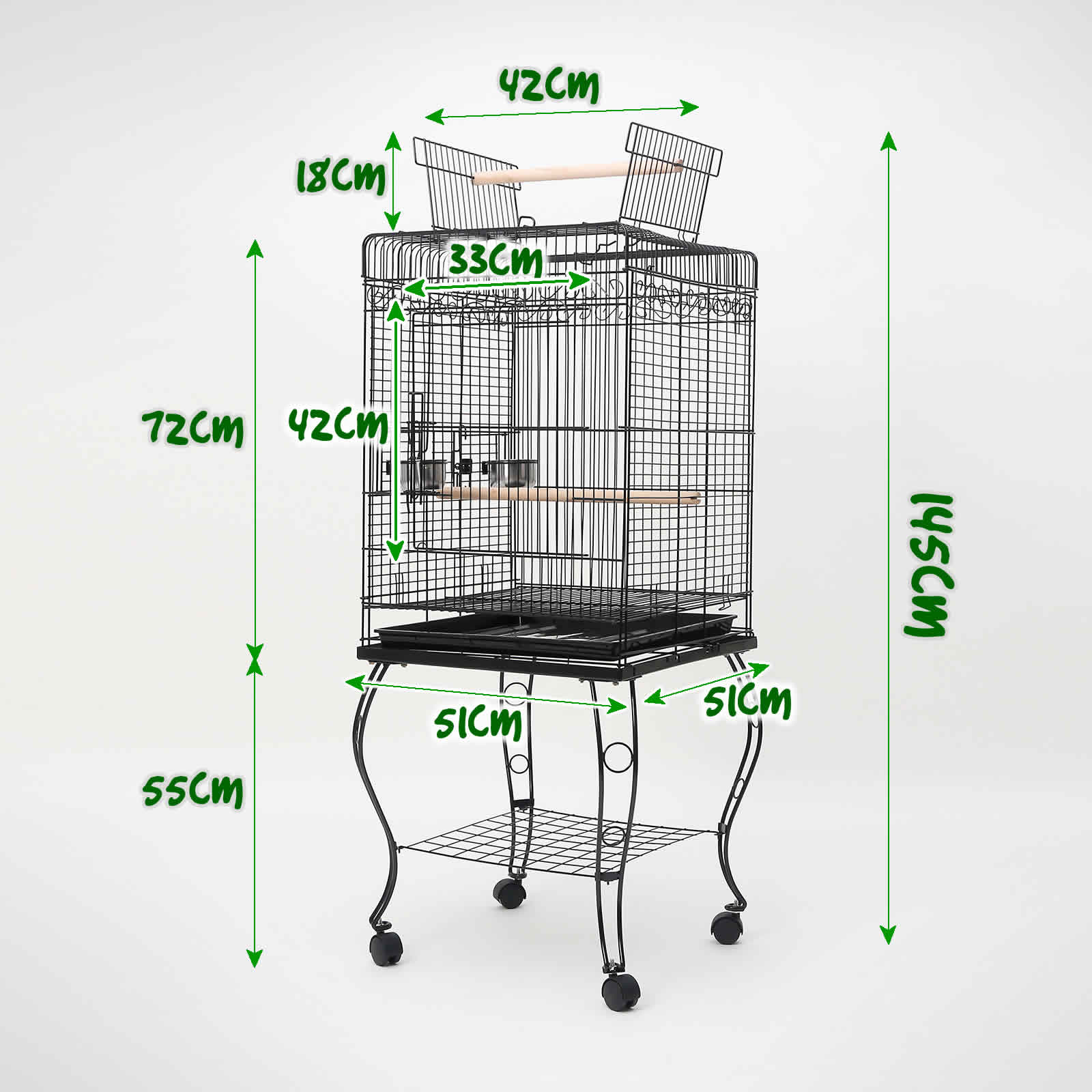 Heavy Duty Bird Cage with Wheels & Open Top 145cm - Paw Mate