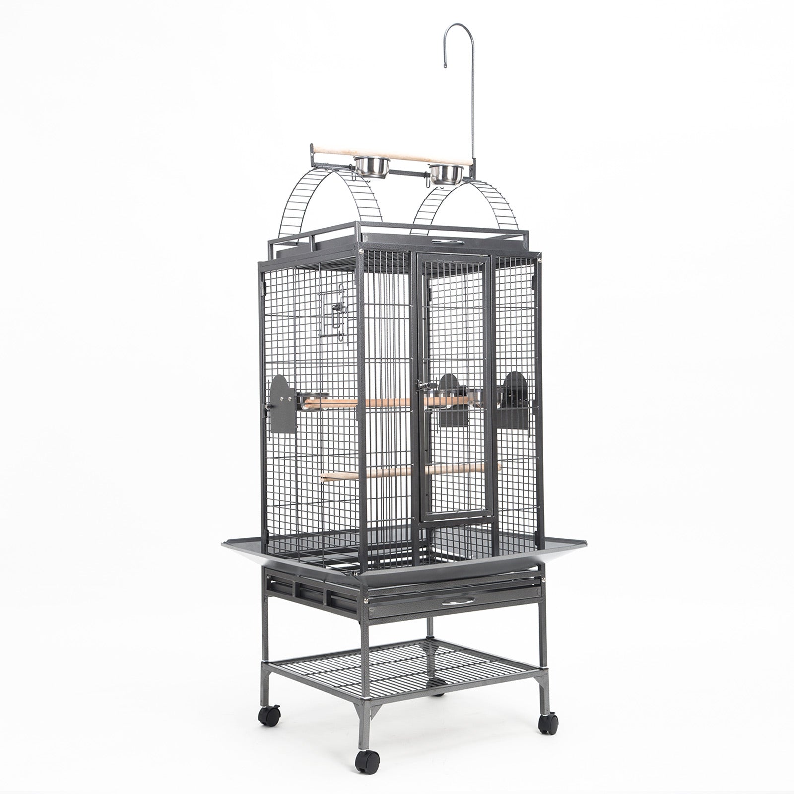 Heavy Duty Wrought Iron Bird Cage with Wheels, 203cm - Paw Mate