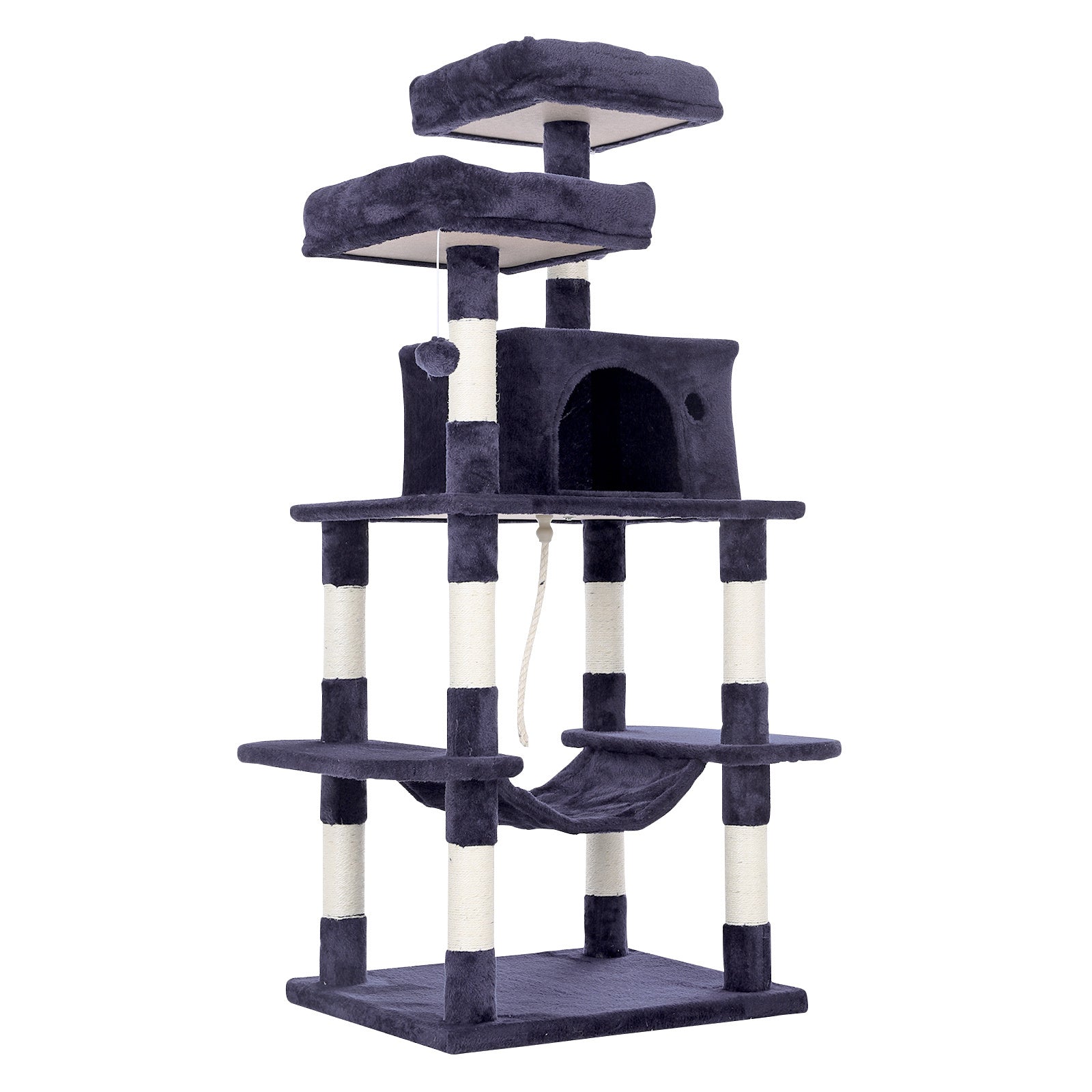 Multi-Level Cat Tree Sisal Scratcher Condo 145cm - Paw Mate