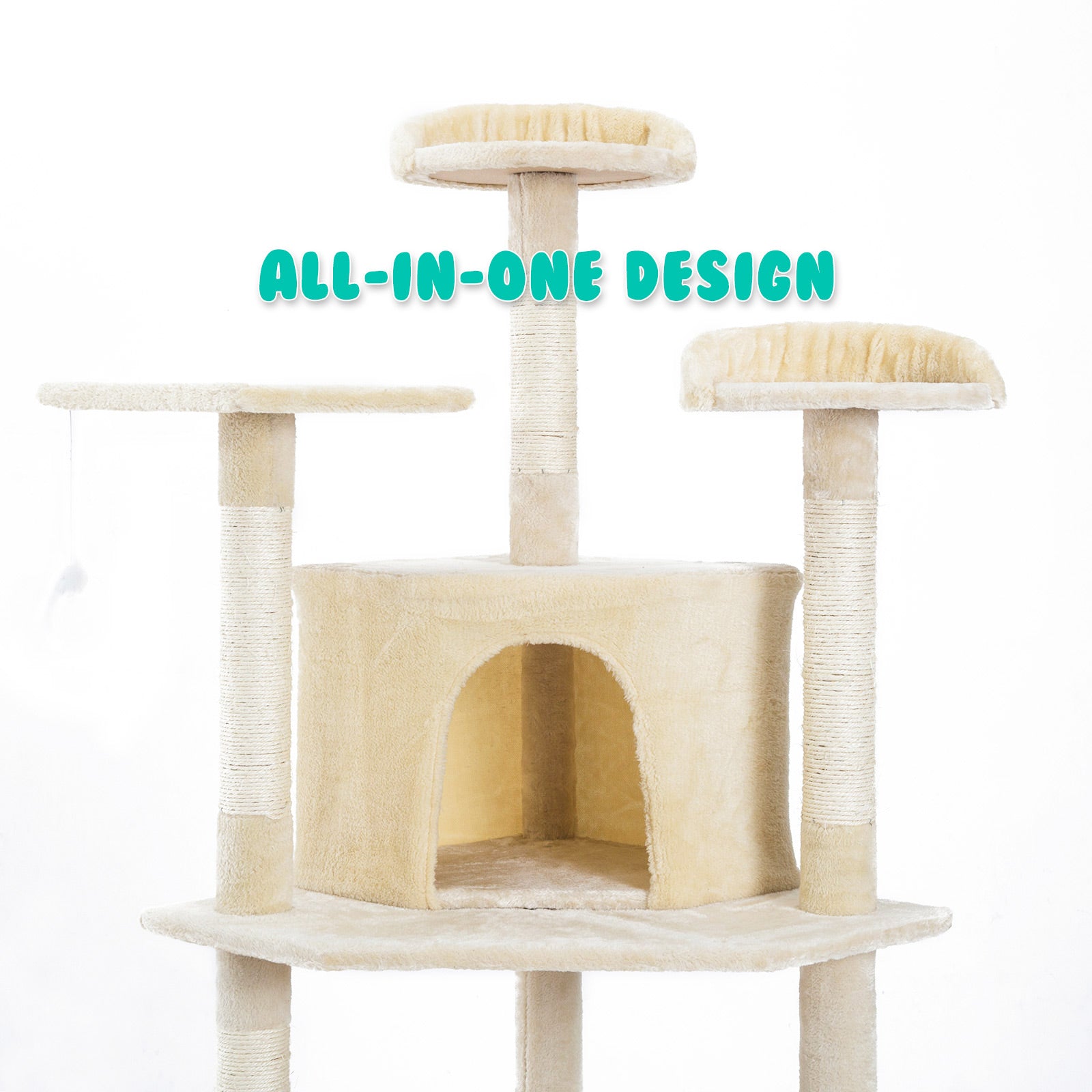 Multi-Level Cat Tree with Scratching Posts, 201cm - Paw Mate