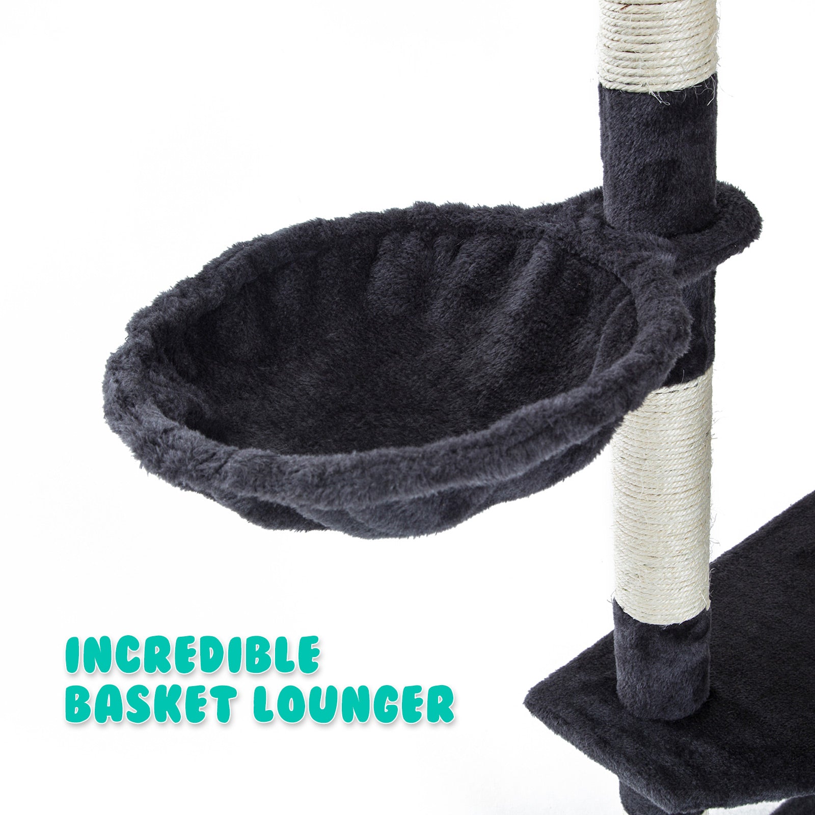 201cm Multi-Level Cat Tree Scratcher, Grey - Paw Mate