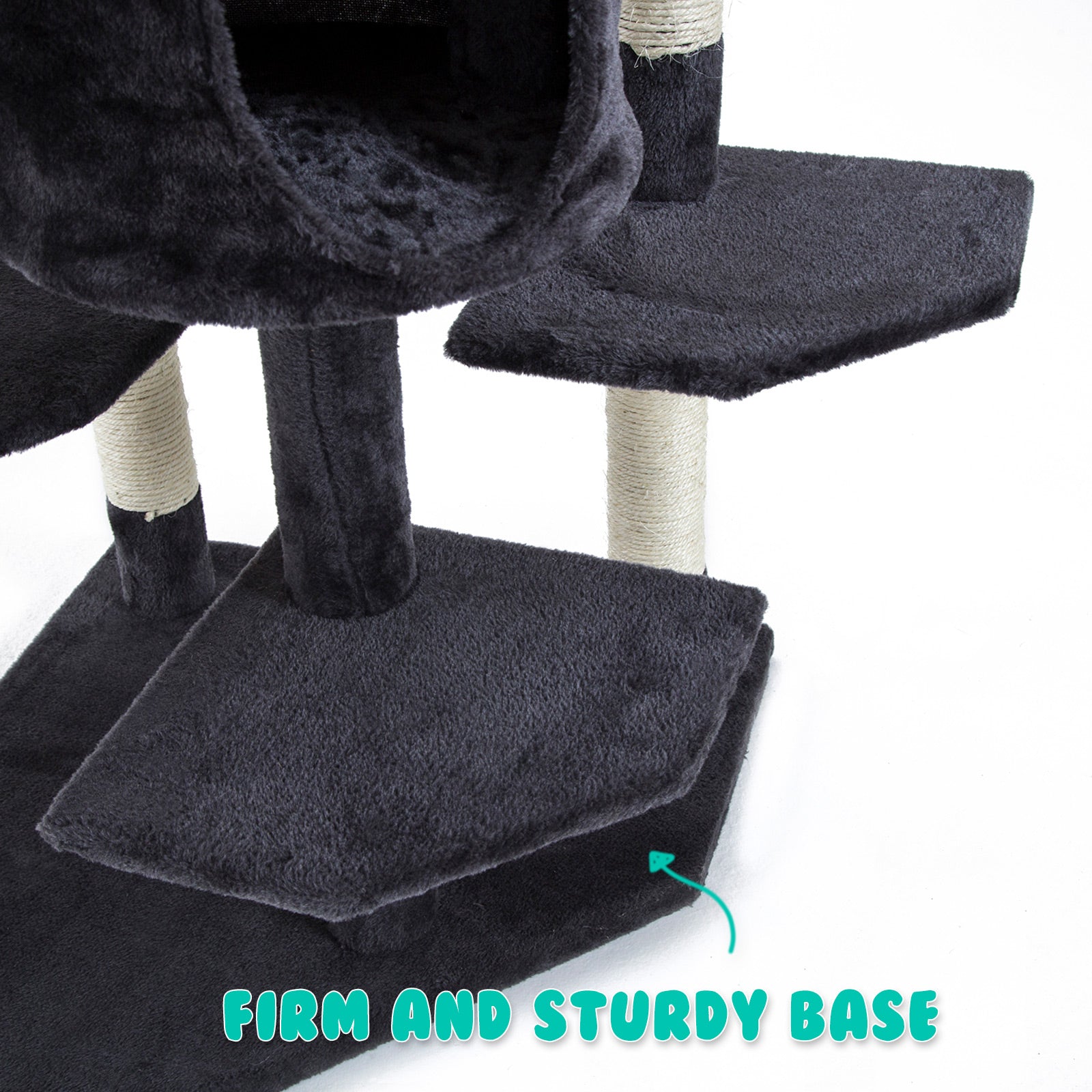 201cm Multi-Level Cat Tree Scratcher, Grey - Paw Mate