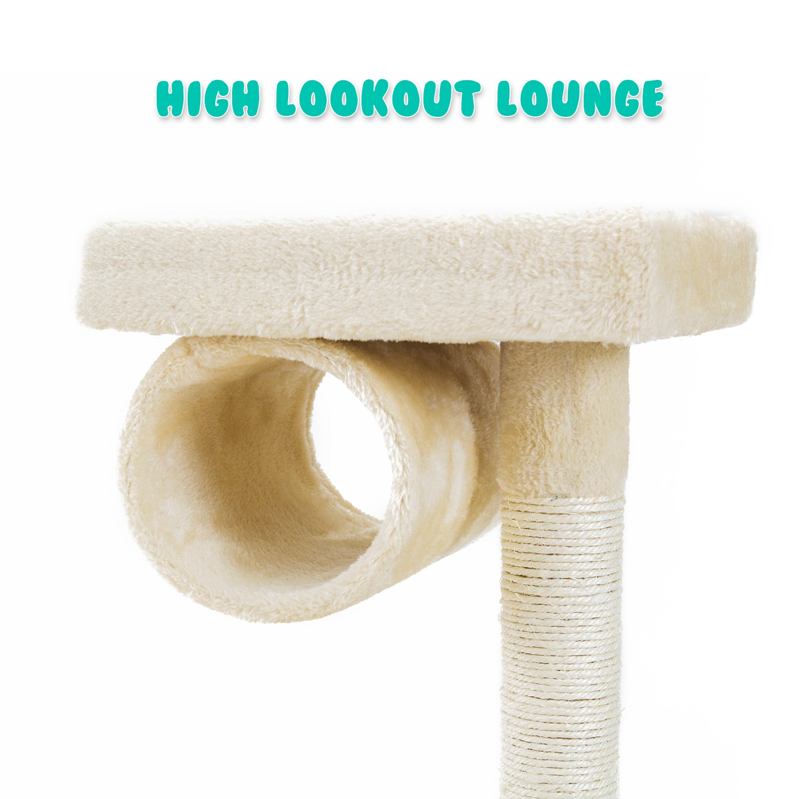 Multi-Level Cat Tree, 140cm, Plush Beige, Scratch Poles - Paw Mate