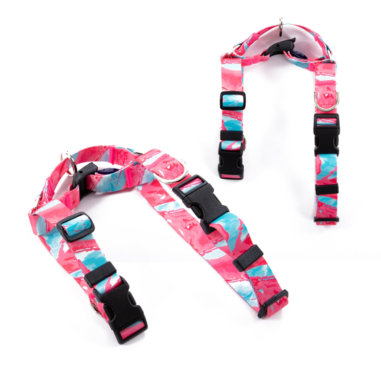 Adjustable No Pull Dog Harness, Double-Lined M - Marble Pink