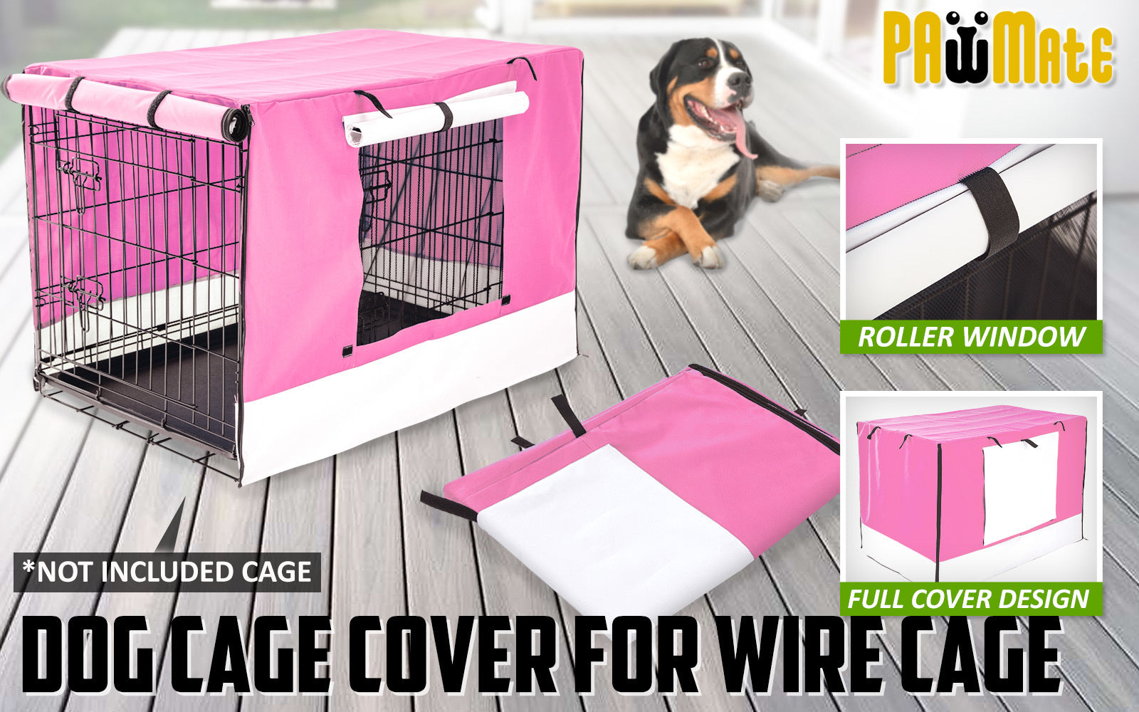 Waterproof Pink Dog Crate Cover, Windproof 24in - Paw Mate