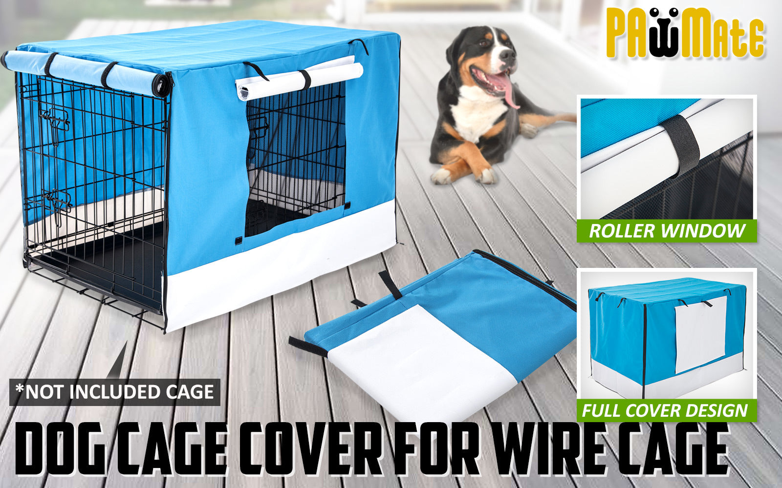 Waterproof Dog Crate Cover, 30in Canvas, Blue - Paw Mate