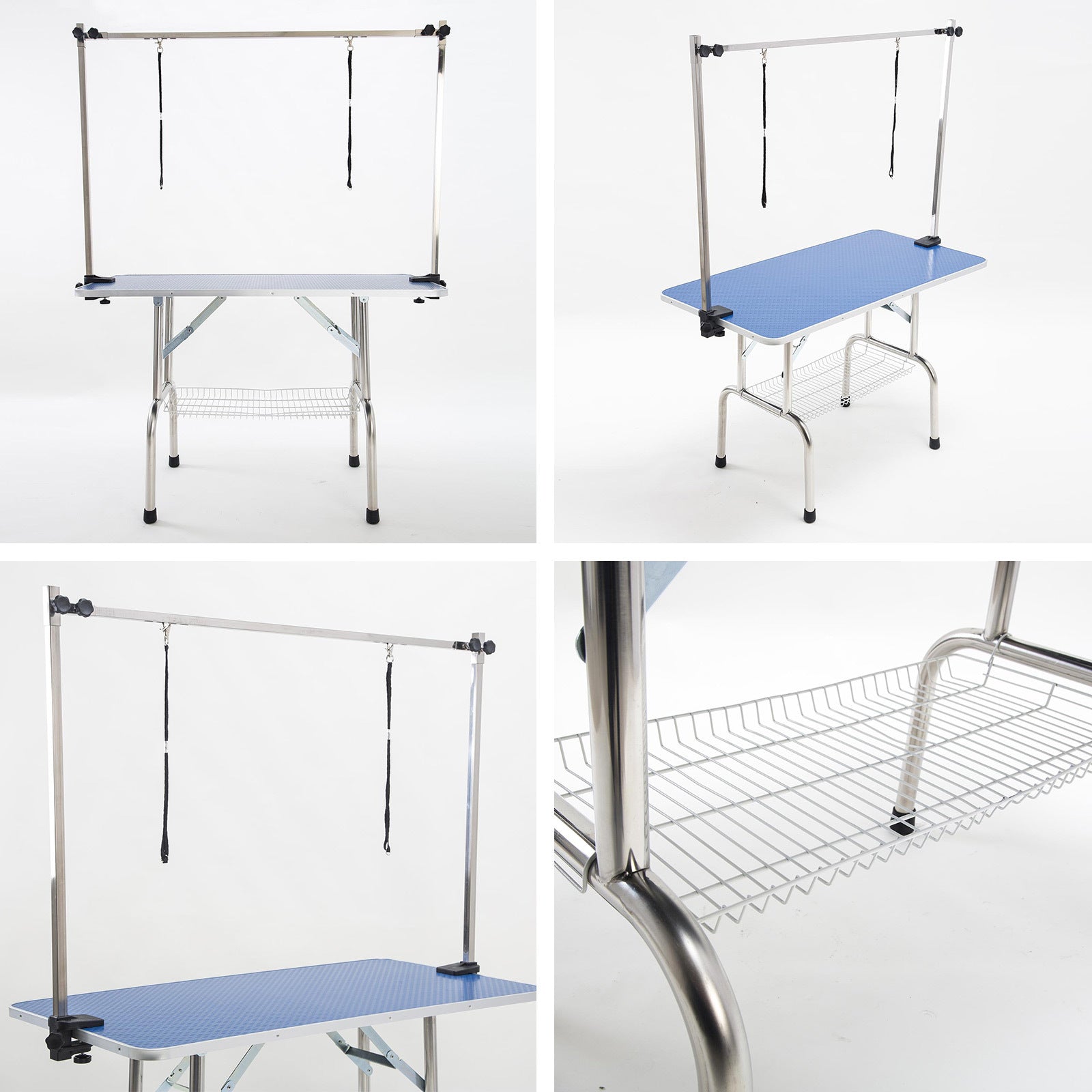 Adjustable Blue Pet Grooming Table, Non-Slip, Stainless Steel - Paw Mate