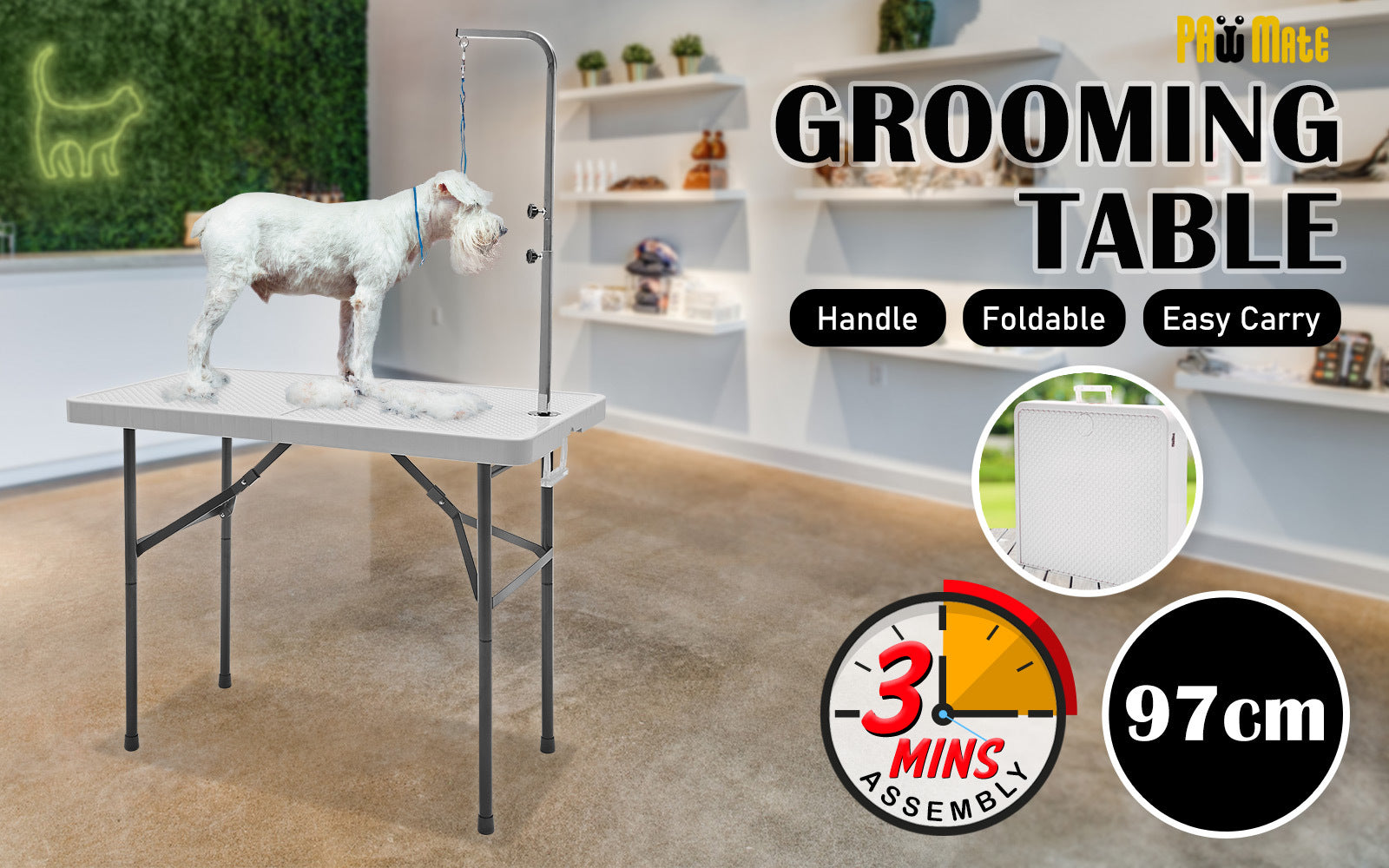 Foldable Anti-Slip Pet Grooming Table 97cm - Paw Mate