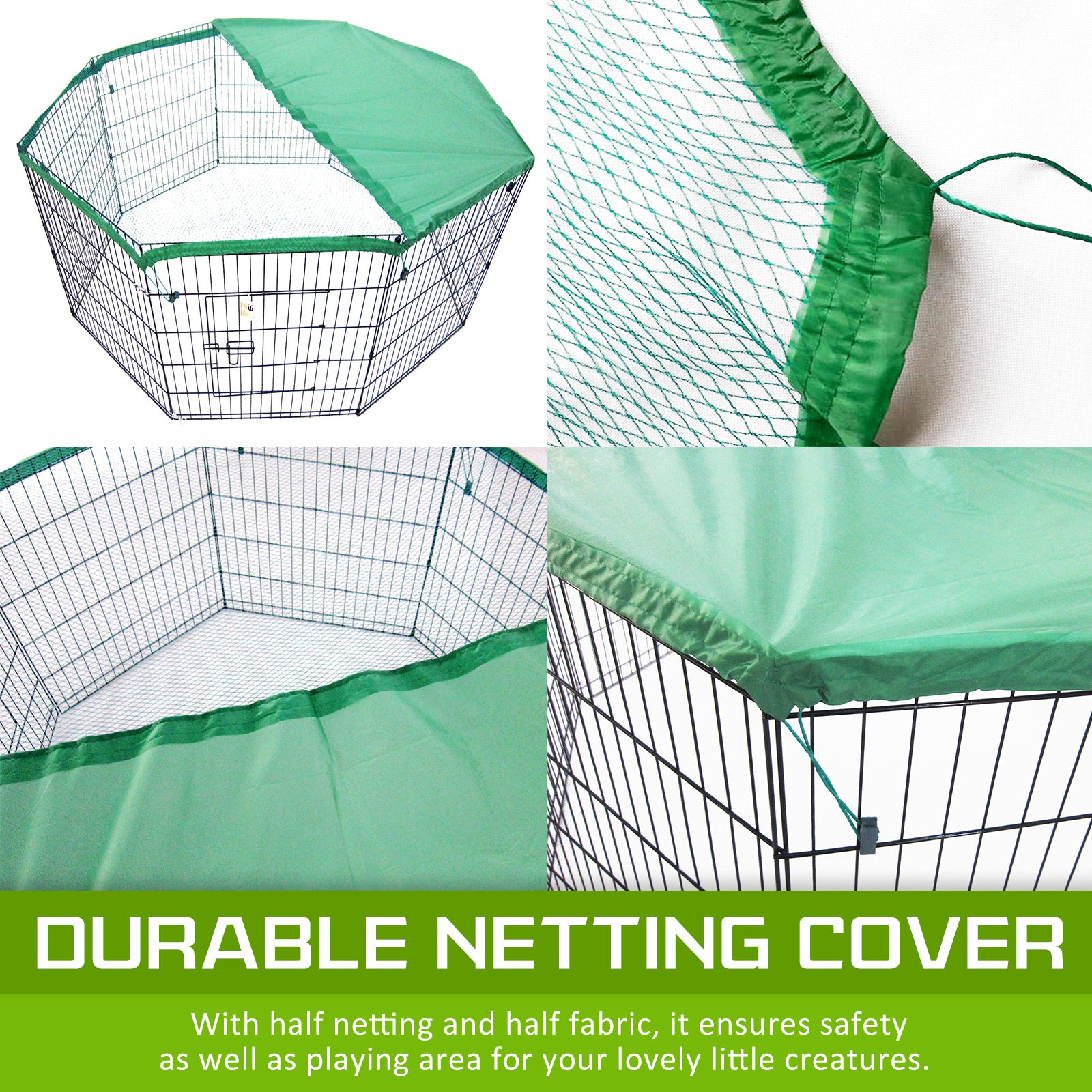 Foldable 8-Panel Pet Playpen with Cover, Steel Frame