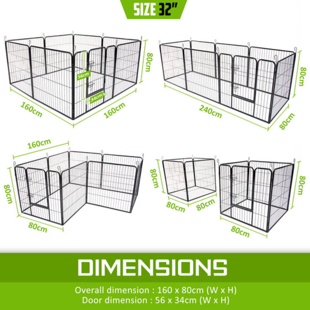 Heavy Duty 8 Panel Foldable Pet Playpen, Paw Mate