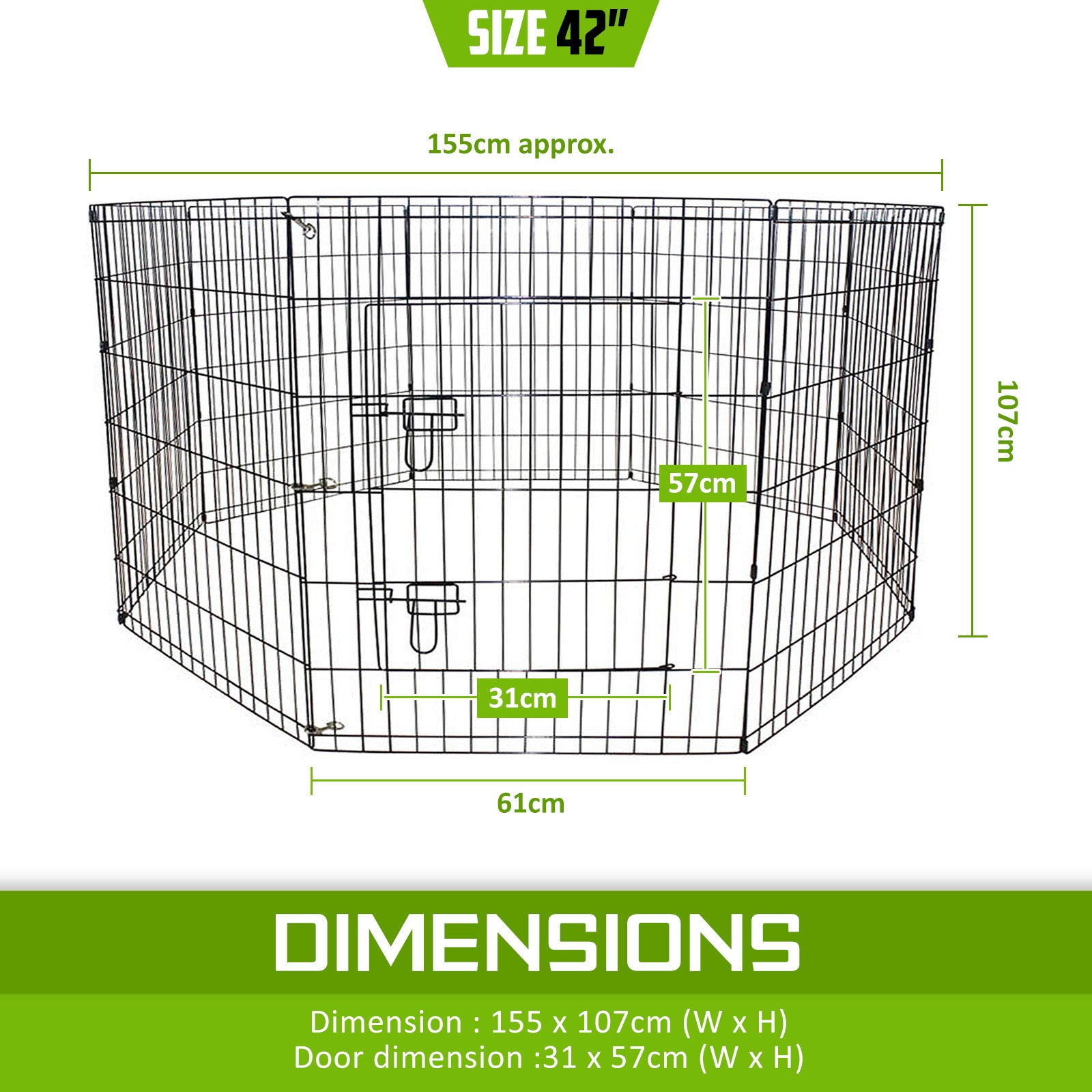 Foldable 8-Panel Dog Playpen, Weather-Resistant, Paw Mate