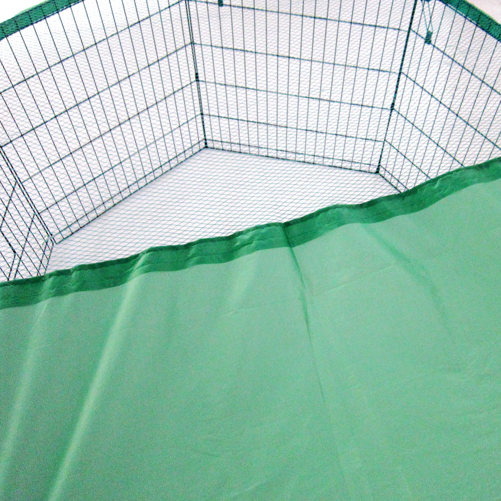 Half Net & Fabric Pet Playpen Cover 24in Green - Paw Mate
