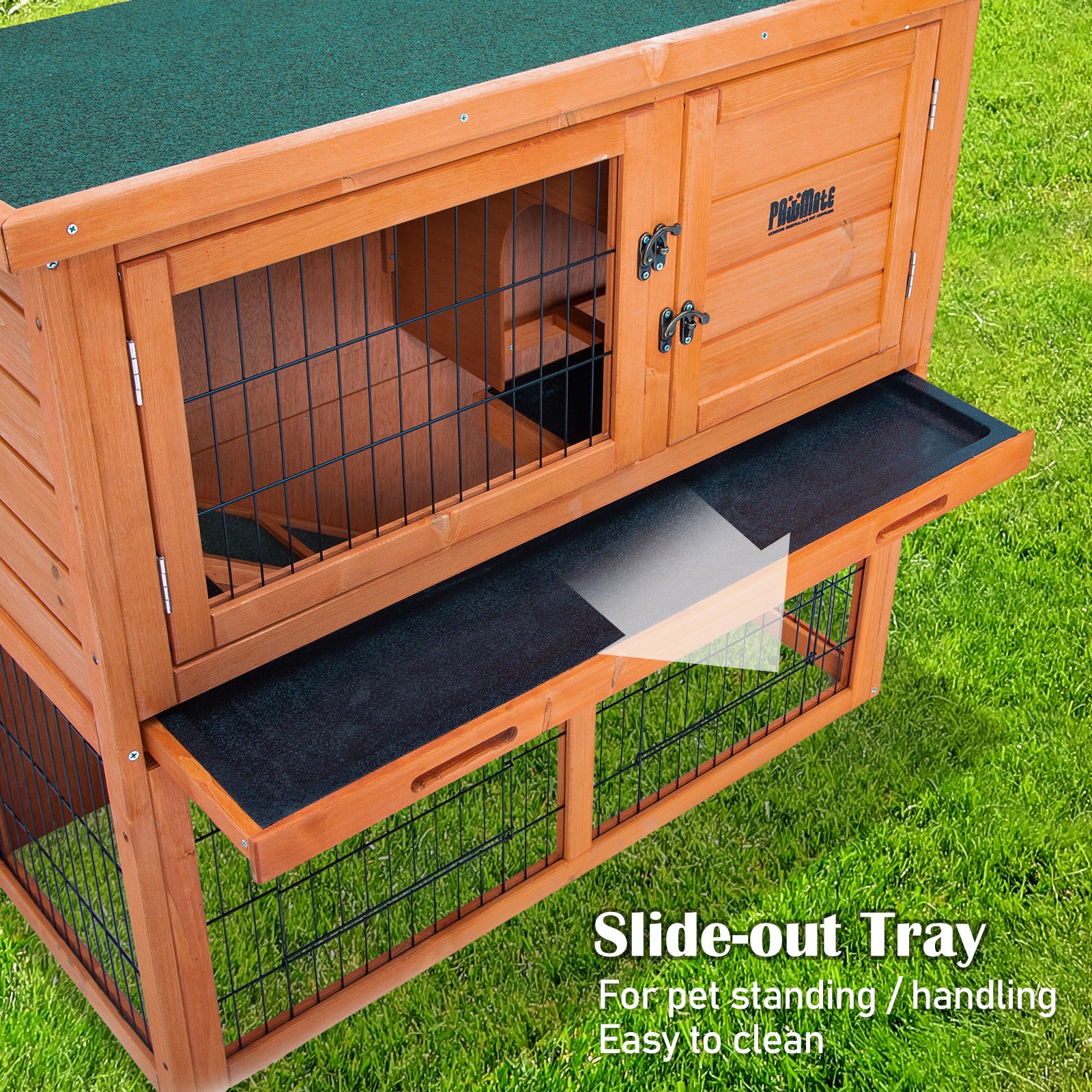 2 Storey Non-Toxic Rabbit Hutch Chicken Coop 92x45x82cm PawMate