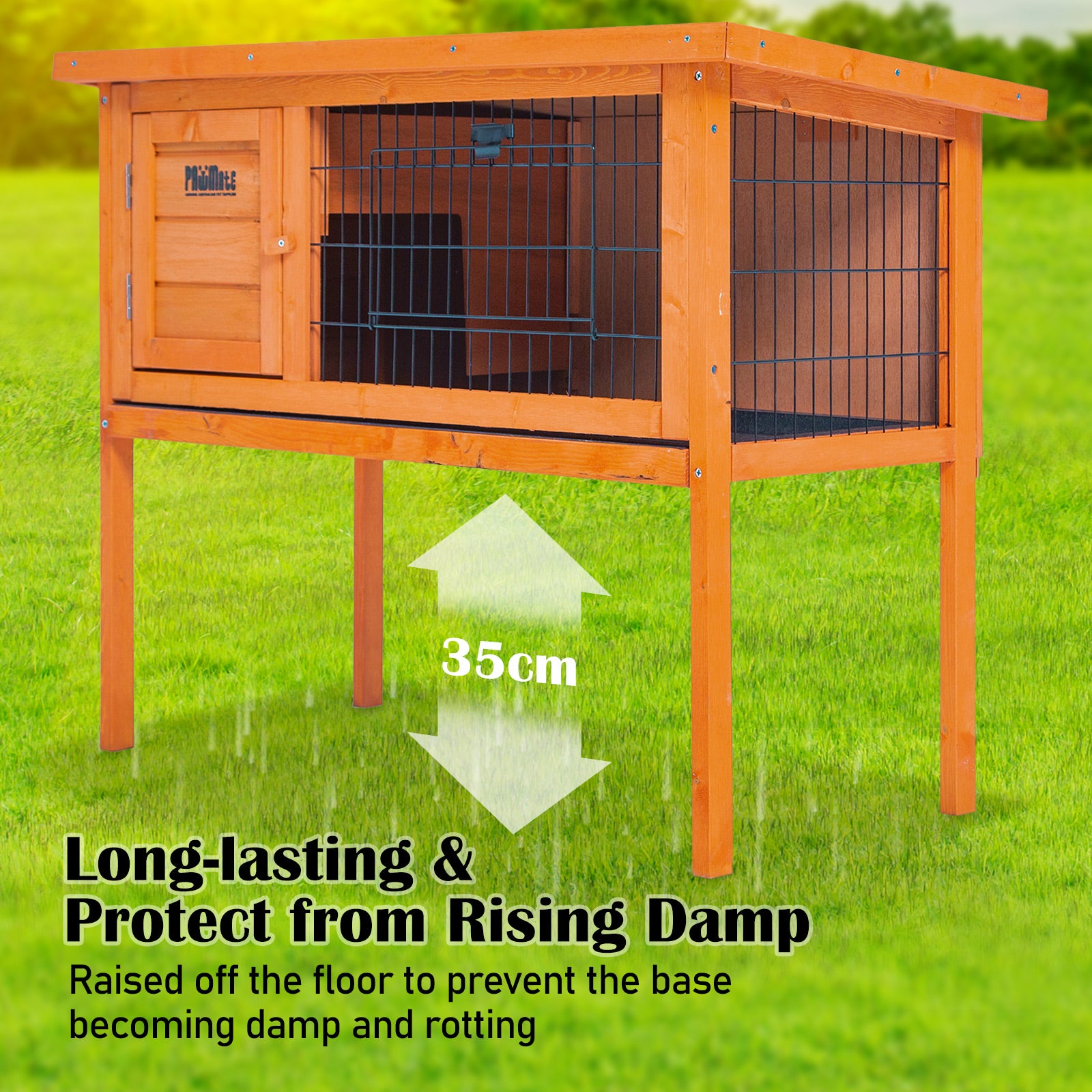 Non-Toxic Rabbit Hutch Chicken Coop, Waterproof Roof, PawMate