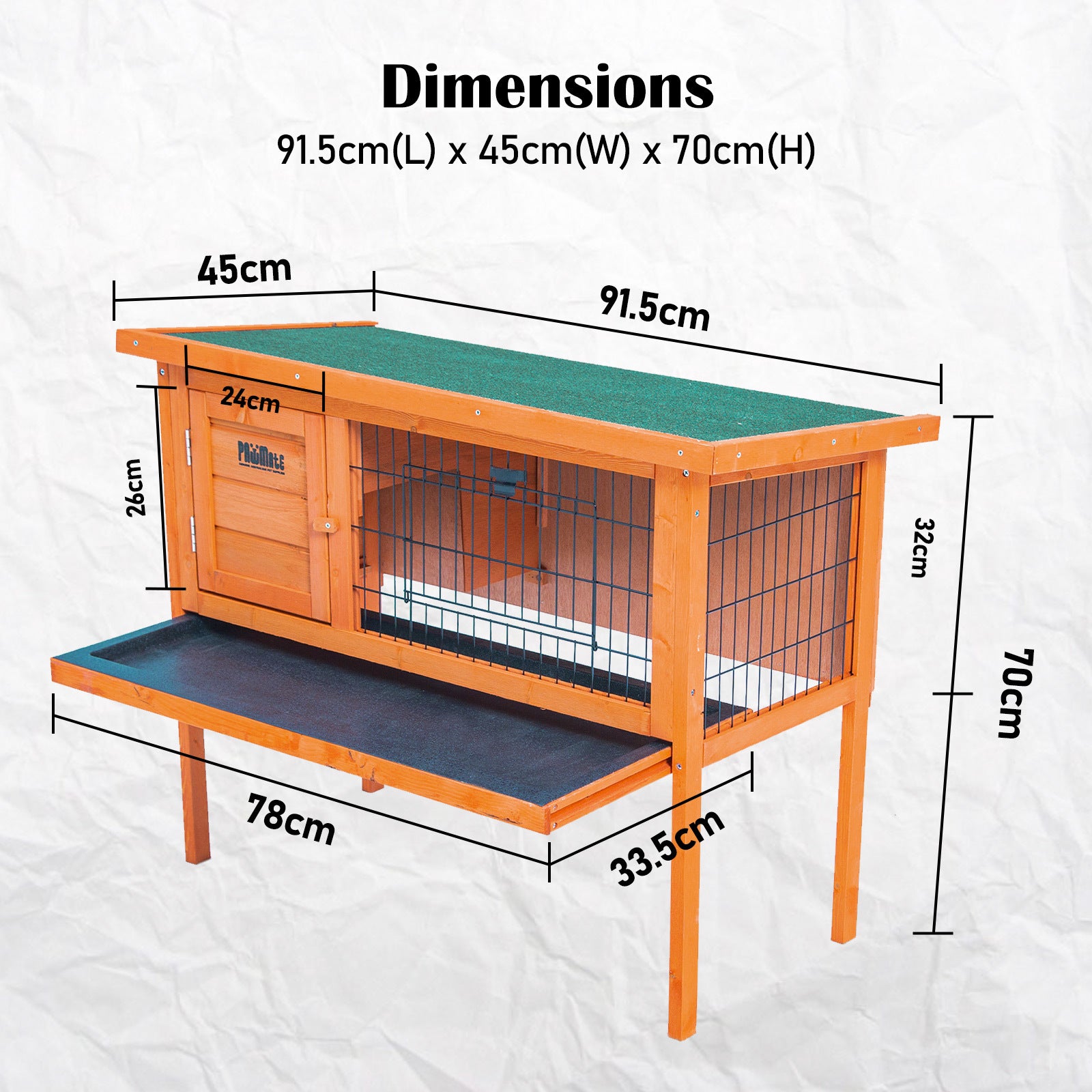 Non-Toxic Rabbit Hutch Chicken Coop, Waterproof Roof, PawMate