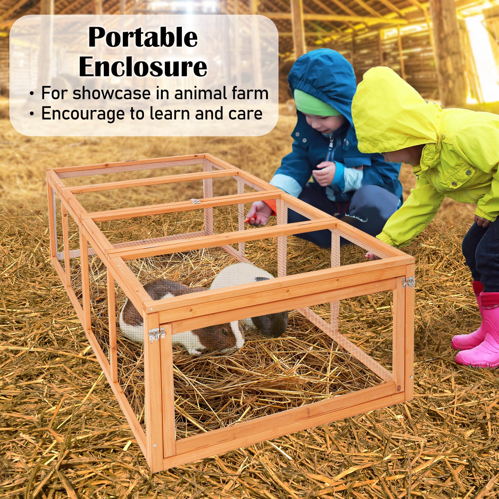 Non-Toxic Chicken Coop Rabbit Hutch Extension, 180x90x48cm, PawMate