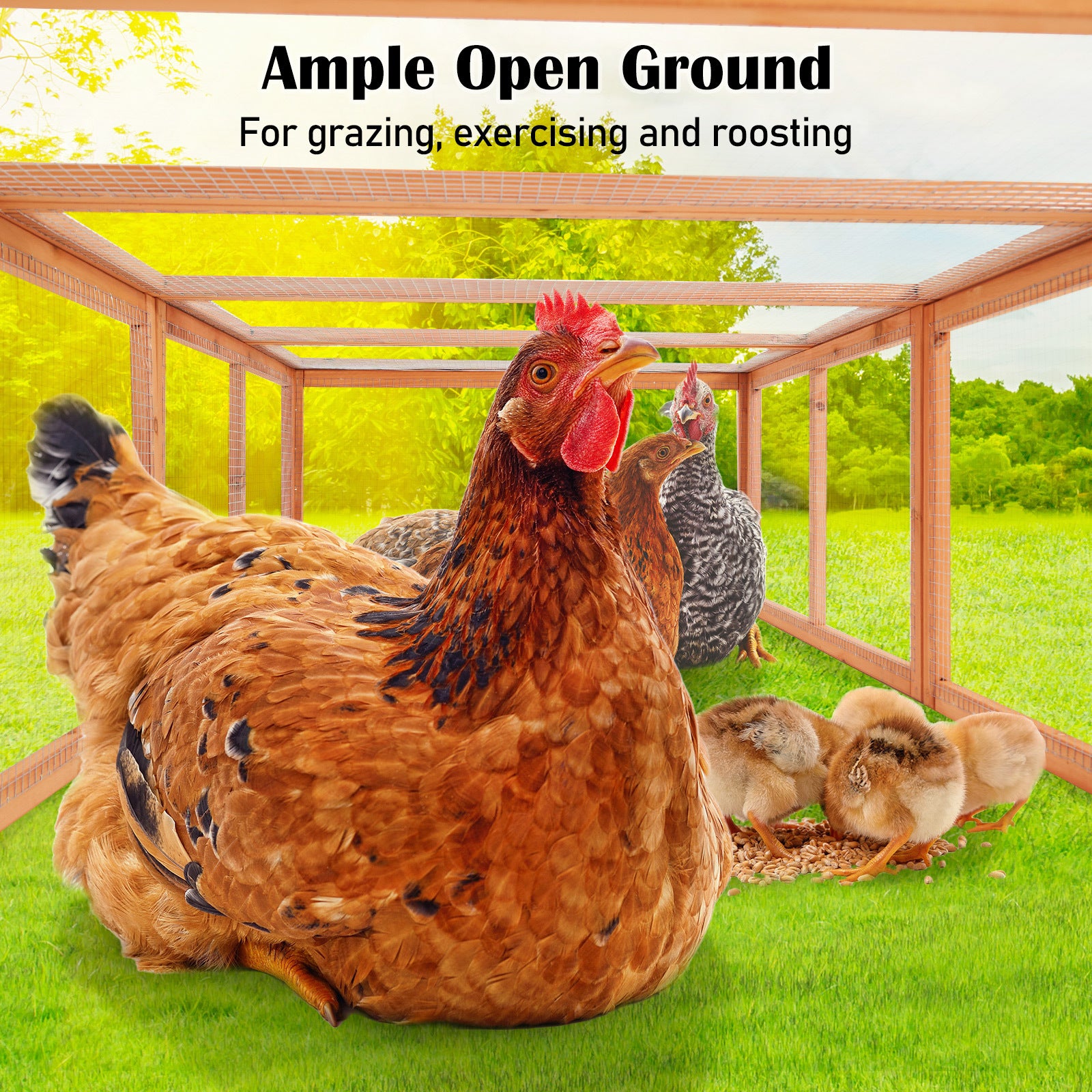 Non-Toxic Chicken Coop Rabbit Hutch Extension, 180x90x48cm, PawMate