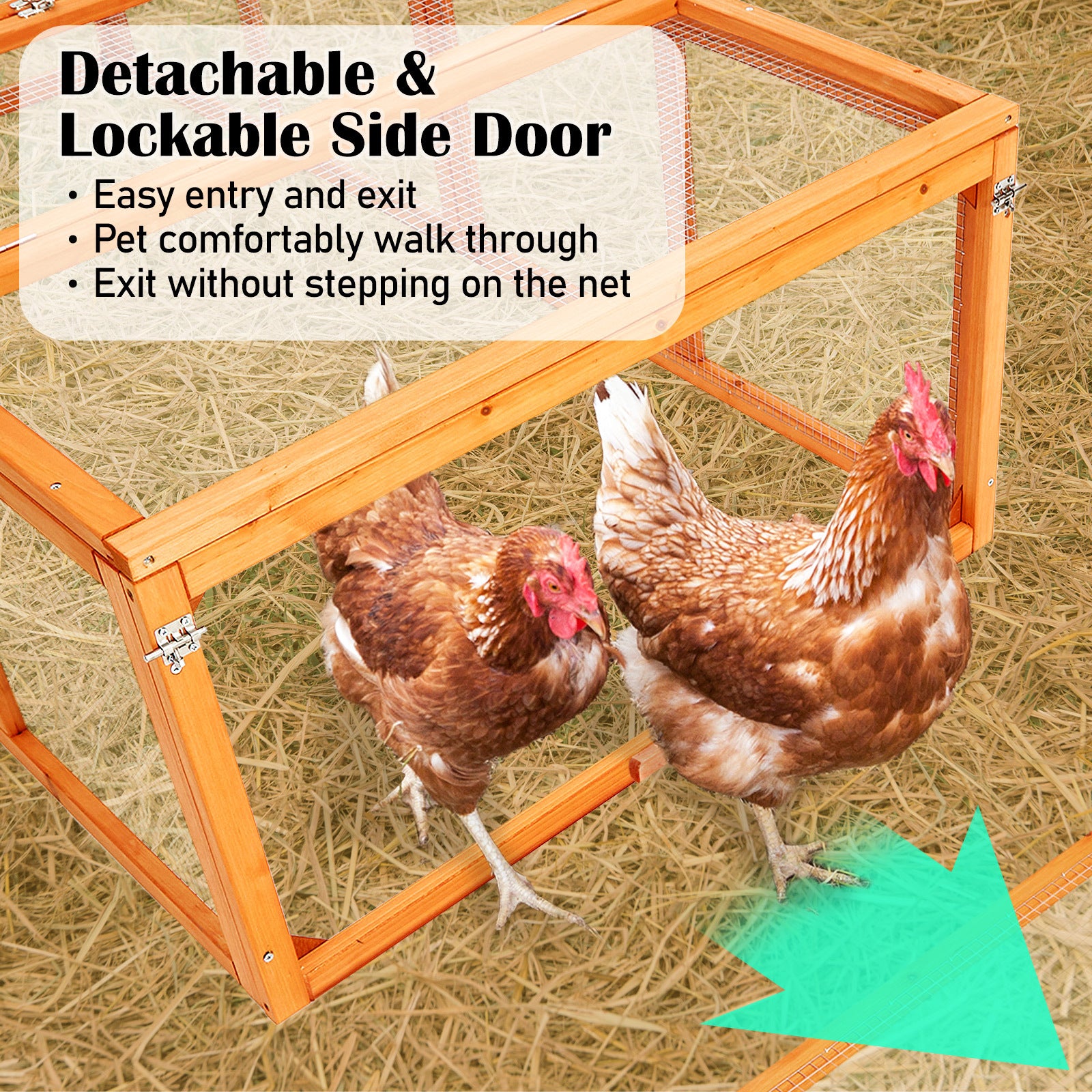 Non-Toxic Chicken Coop Rabbit Hutch Extension, 180x90x48cm, PawMate