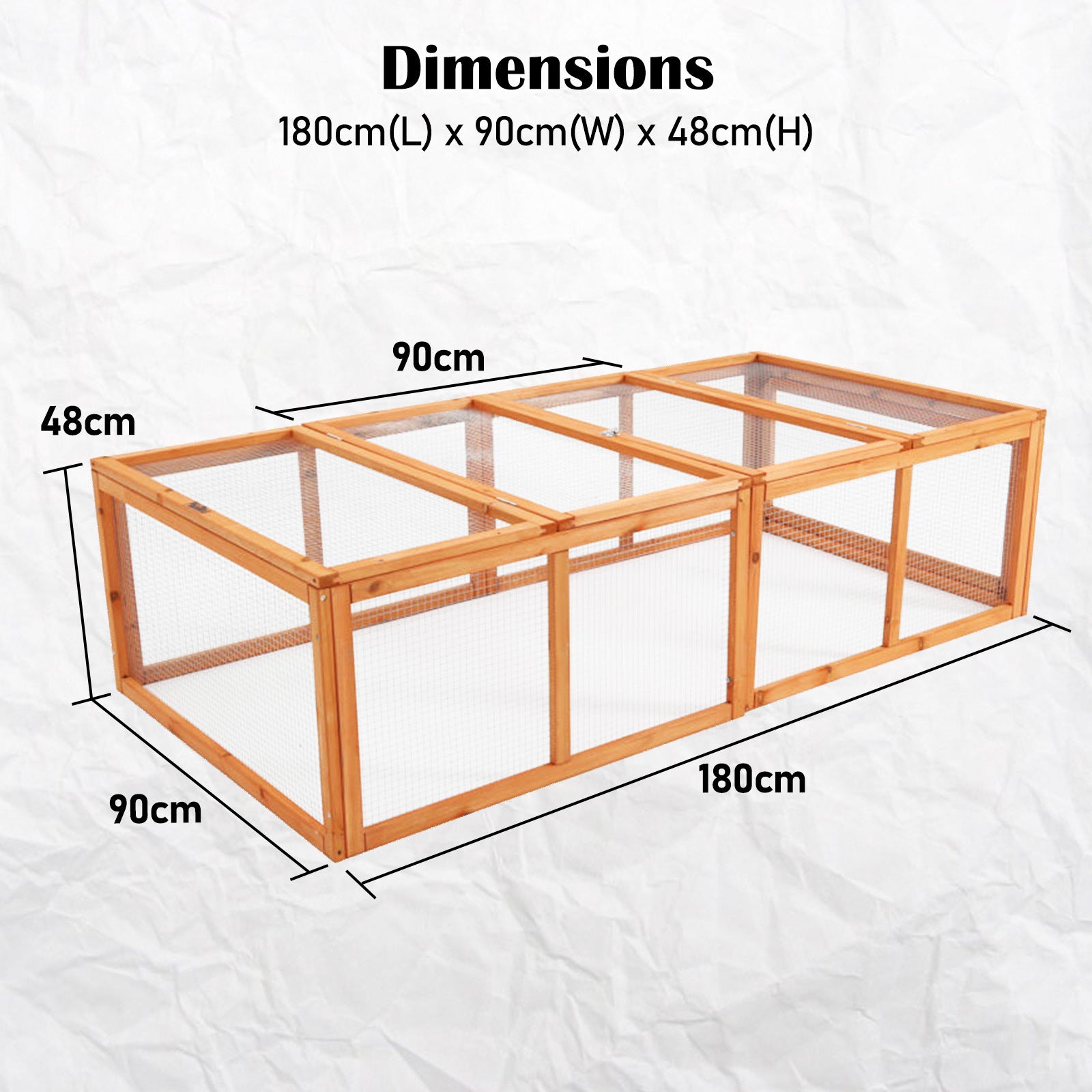 Non-Toxic Chicken Coop Rabbit Hutch Extension, 180x90x48cm, PawMate