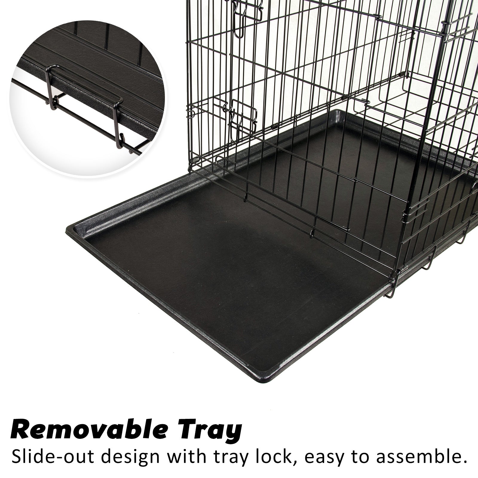 Durable Foldable Wire Dog Crate with Tray, 24in, Paw Mate