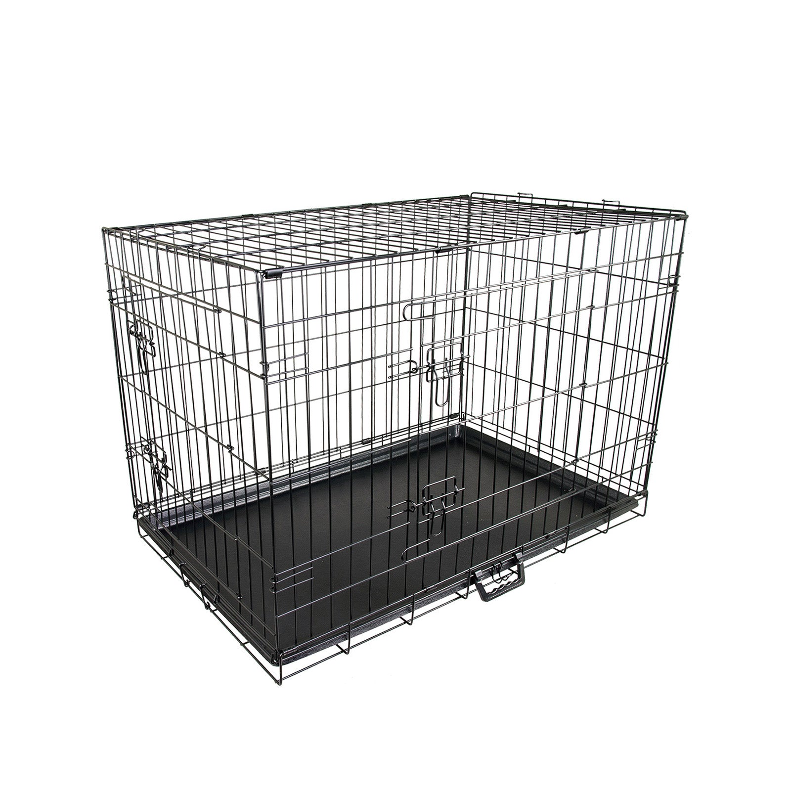 Foldable 30in Wire Dog Cage w/ Tray, Dual Doors - Paw Mate