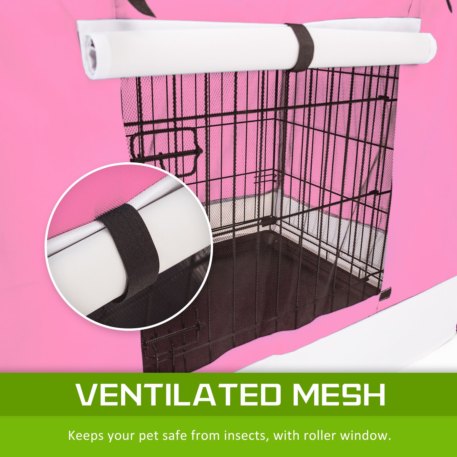 Durable Foldable Wire Dog Crate with Tray & Pink Cover 24in - Paw Mate