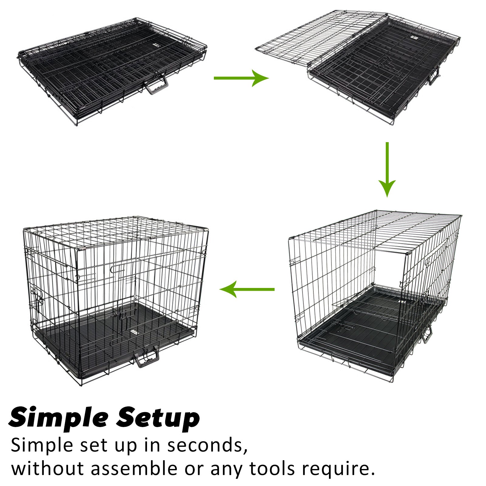 48in Wire Dog Cage Crate w/ Tray, Mat & Blue Cover - Paw Mate