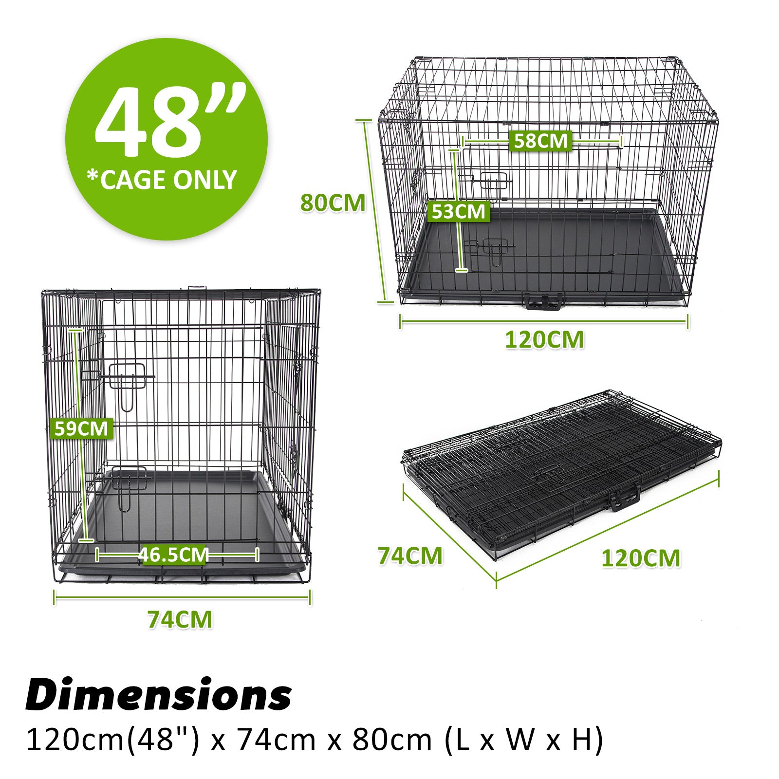 48in Wire Dog Cage Crate w/ Tray, Mat & Blue Cover - Paw Mate