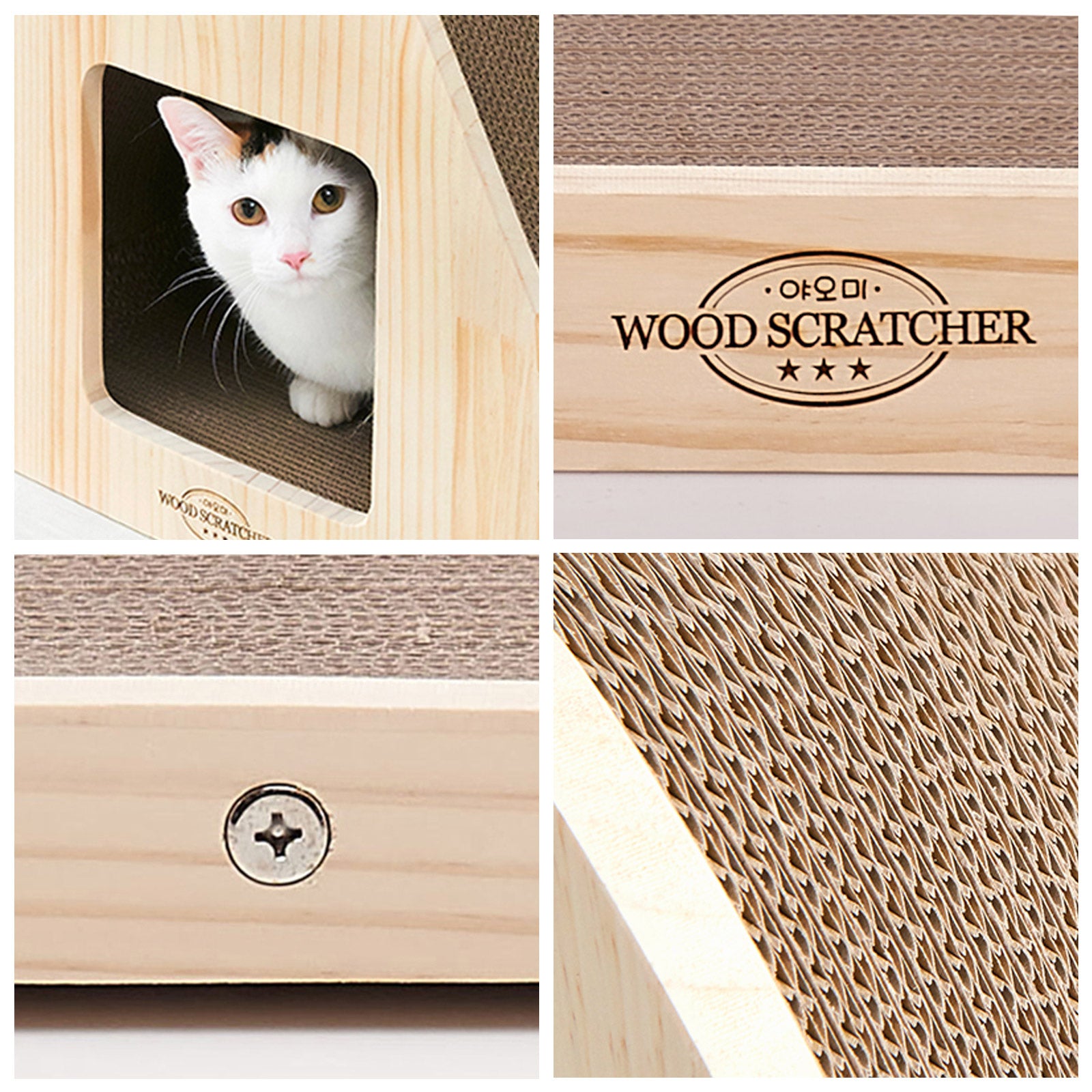 Wooden Triangle Cat Scratcher Sofa with Backrest