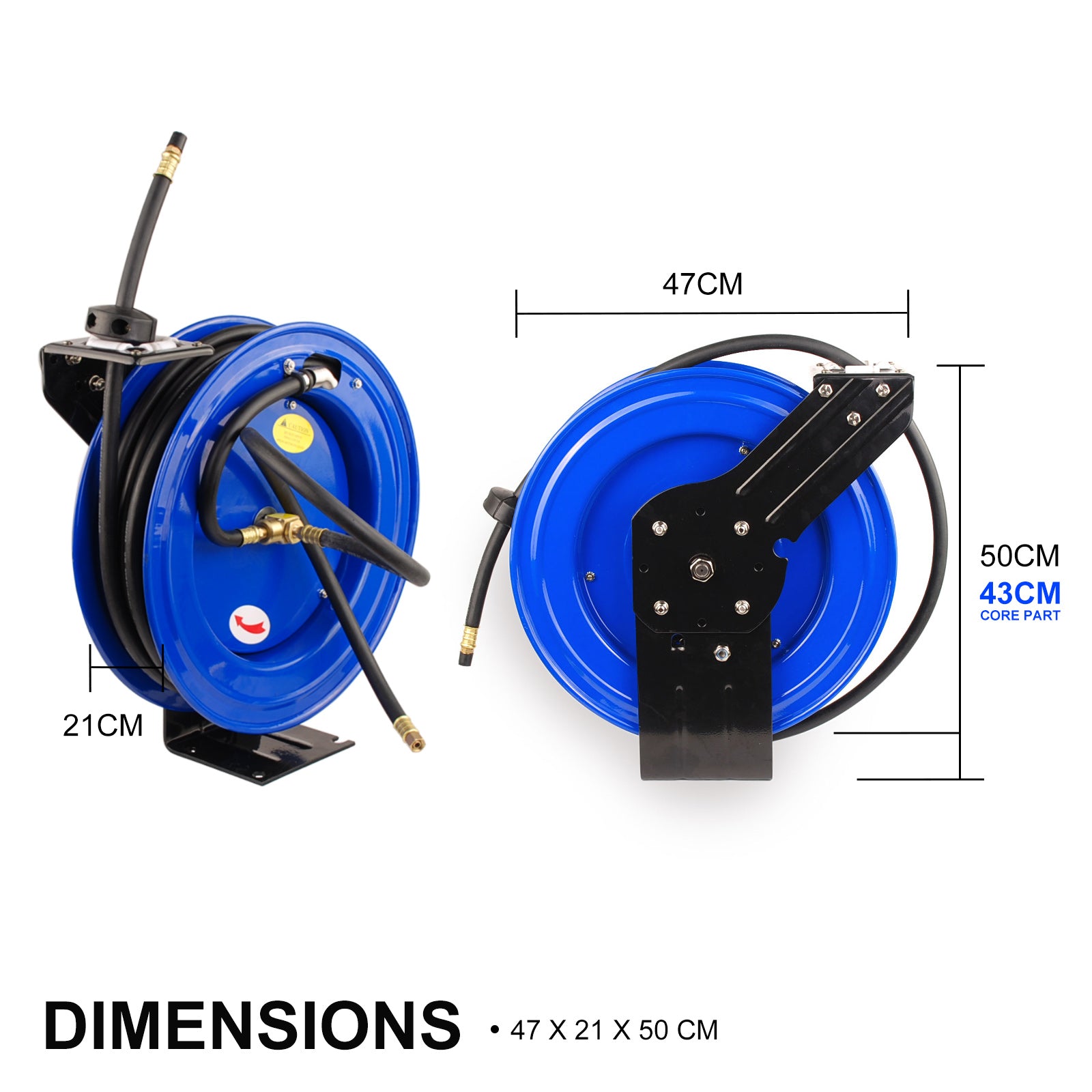 Retractable 15m Air Hose Reel 300PSI Heavy-Duty Steel