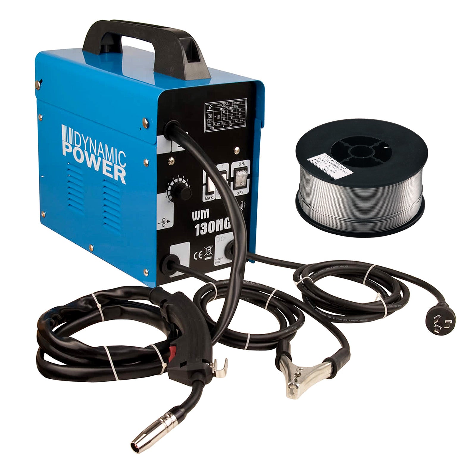 Portable 130Amp MIG Gasless Welder + Wire, 4-Step Control