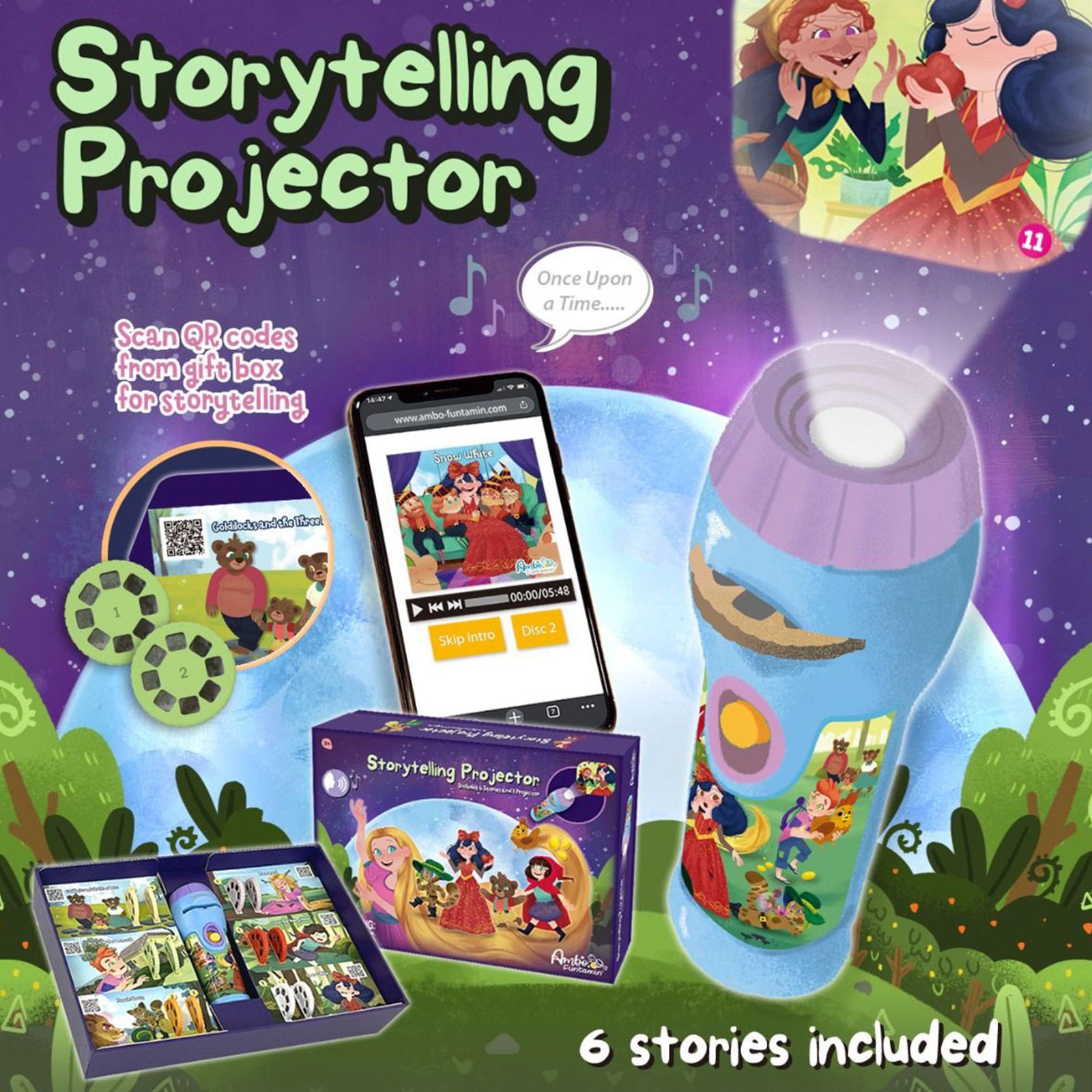 Storytelling Torch Projector 6 Stories Gift Set - Audio Kids Learning STEM Toy - Series 2