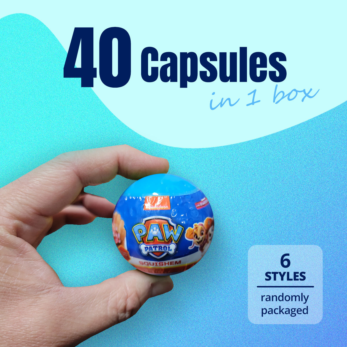 40X Kenisy Paw Patrol Squishy Toy Capsules 50mm Collectible Gacha in Display Box