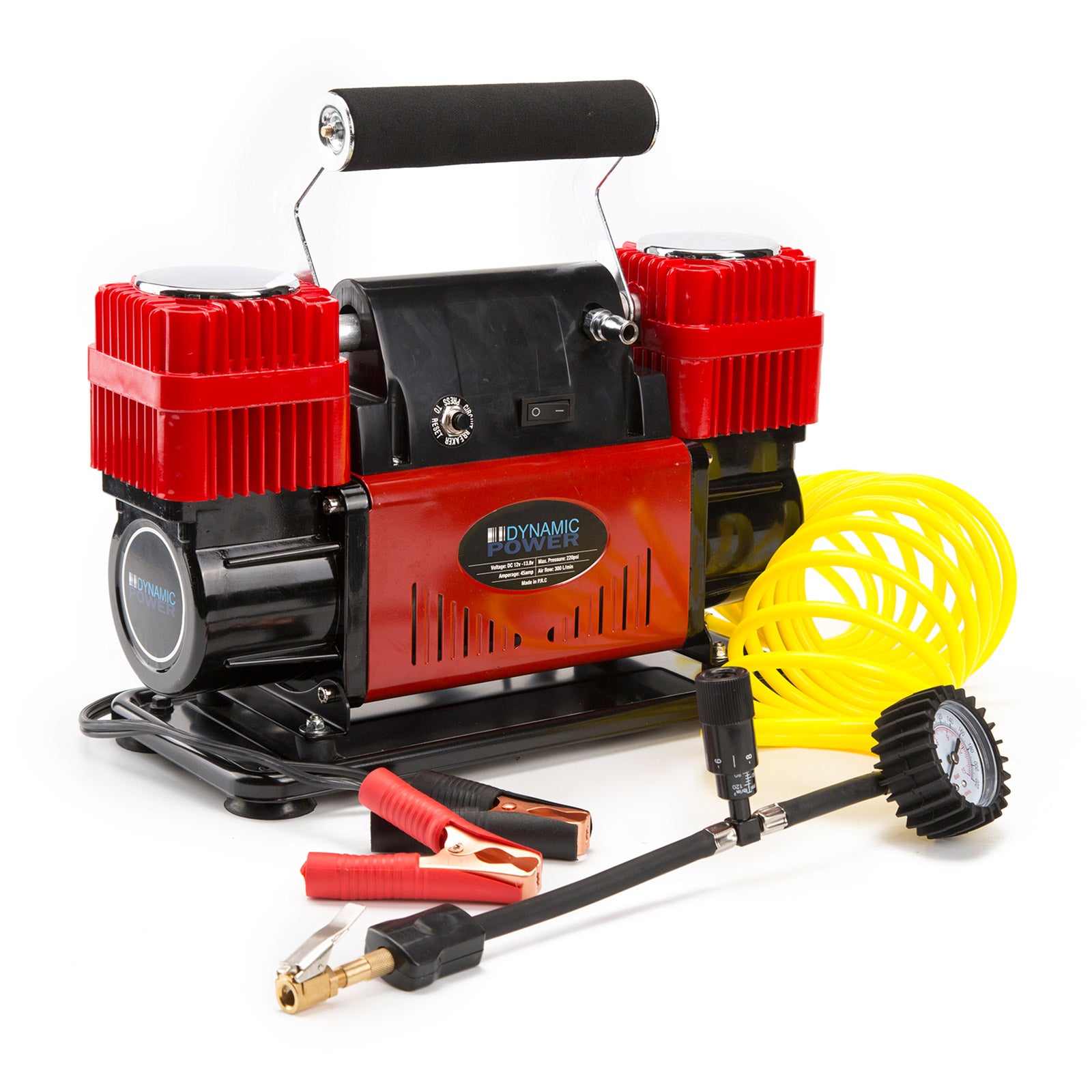 Heavy Duty 12V Car Air Compressor 300L/MIN with Repair Kit - Dynamic Power