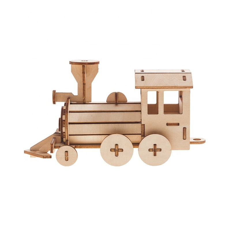 Laser Cut DIY Wood Train Model Kit - 16cm Kids Plywood