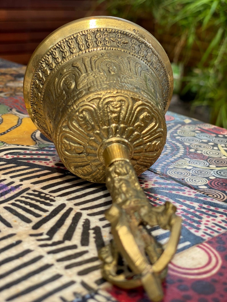 6" Brass Hand-engraved Meditation Bell for Stress Relief, Nepal