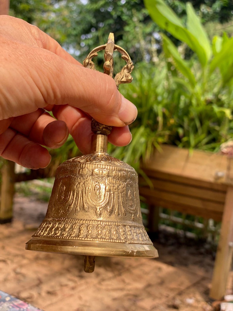 6" Brass Hand-engraved Meditation Bell for Stress Relief, Nepal