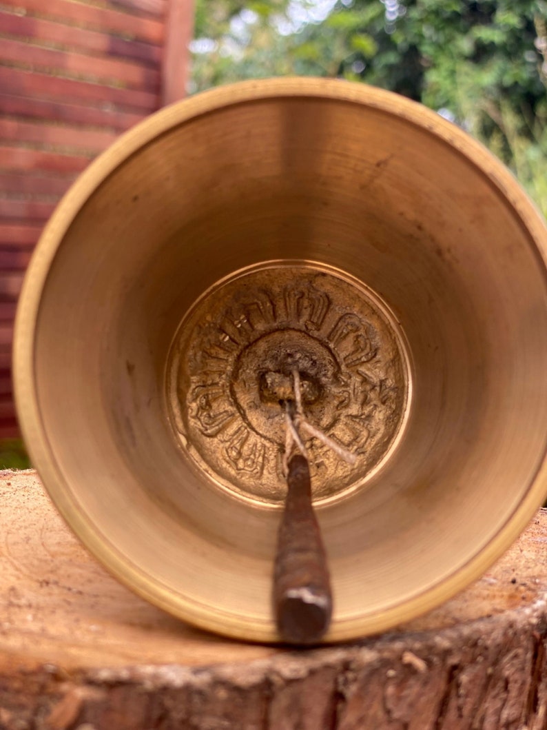 6" Brass Hand-engraved Meditation Bell for Stress Relief, Nepal