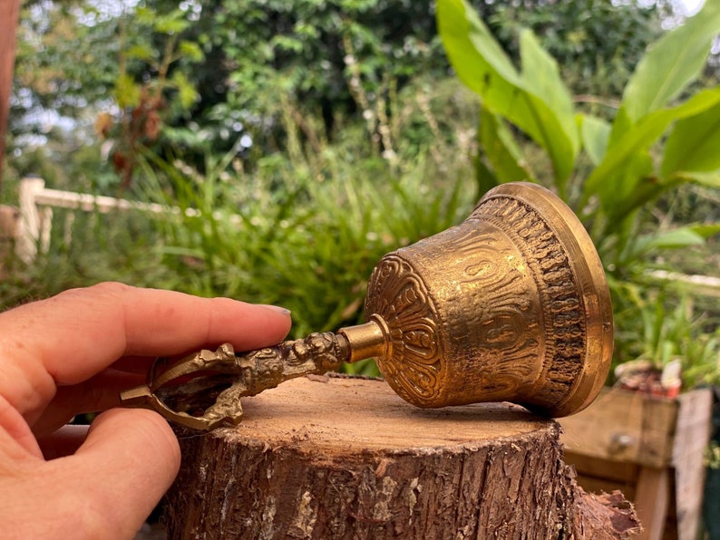 6" Brass Hand-engraved Meditation Bell for Stress Relief, Nepal