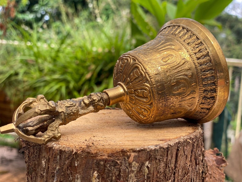 6" Brass Hand-engraved Meditation Bell for Stress Relief, Nepal