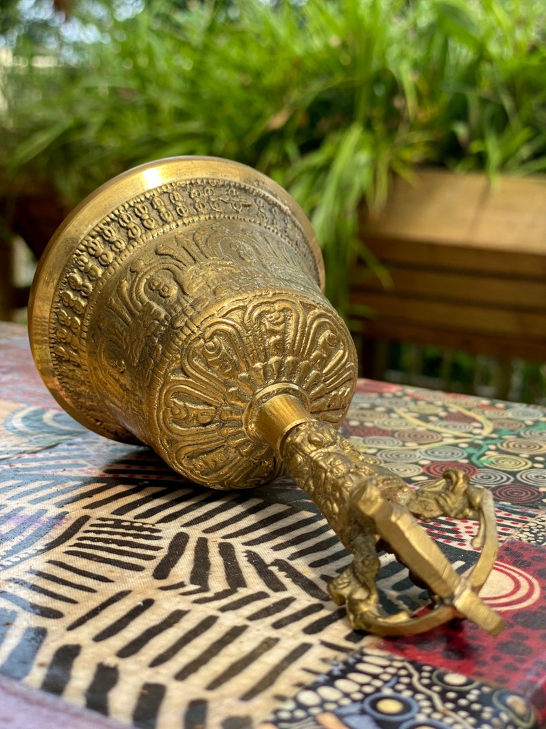 6" Brass Hand-engraved Meditation Bell for Stress Relief, Nepal