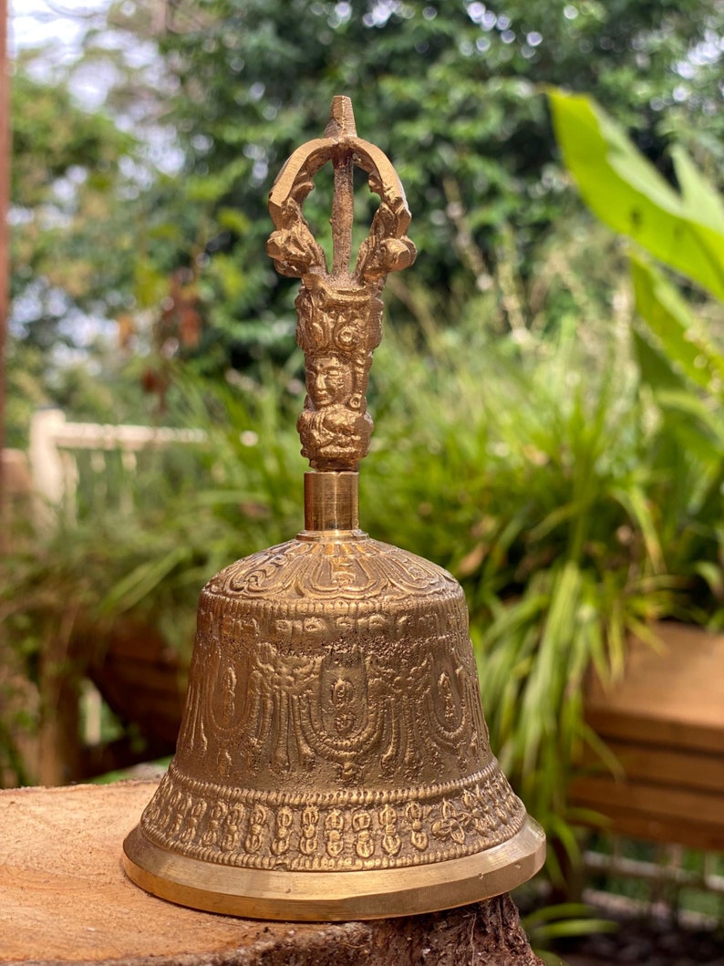 6" Brass Hand-engraved Meditation Bell for Stress Relief, Nepal