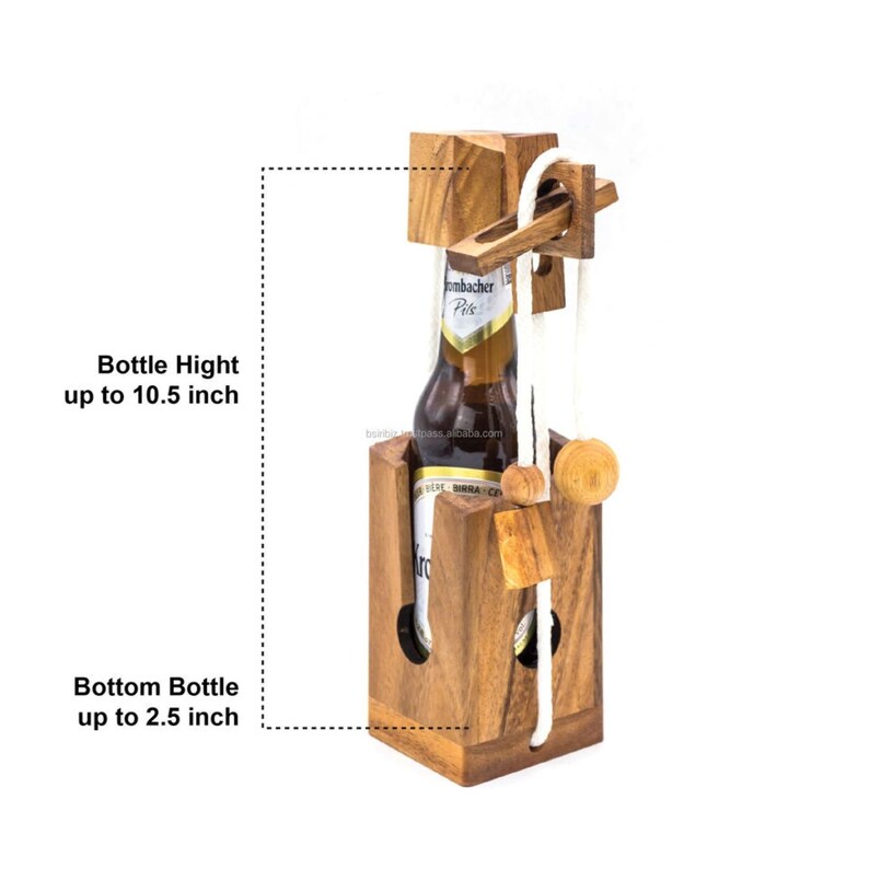 Ingenious Wooden Beer Bottle Lock Puzzle Party Gift