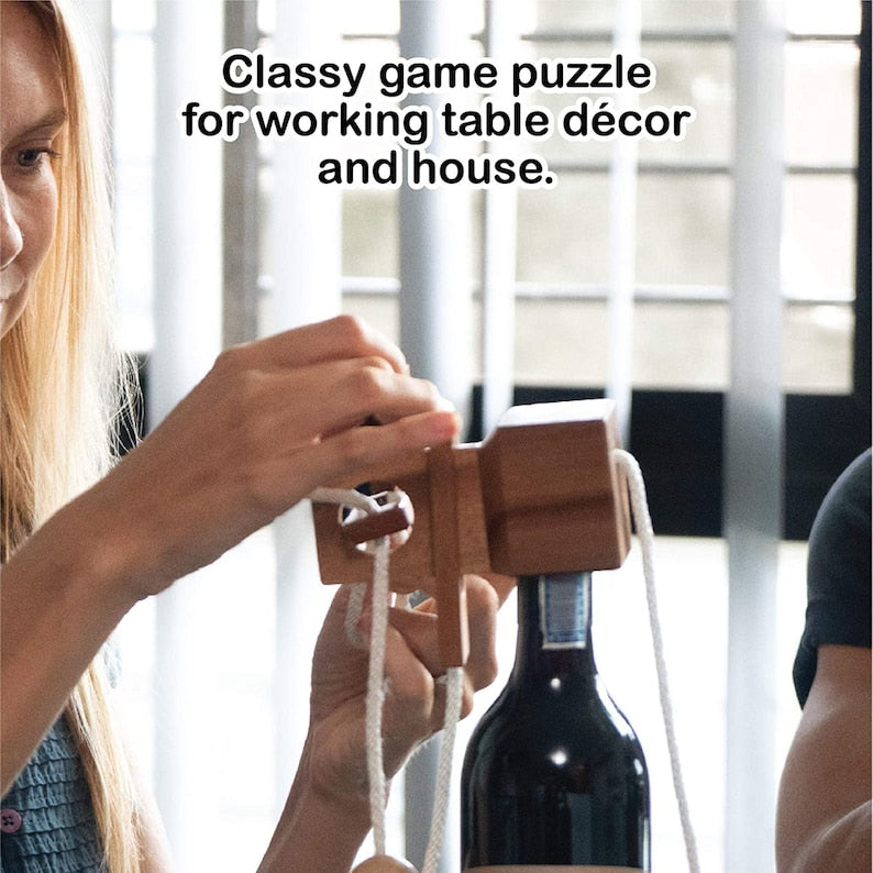 Ingenious Wooden Beer Bottle Lock Puzzle Party Gift